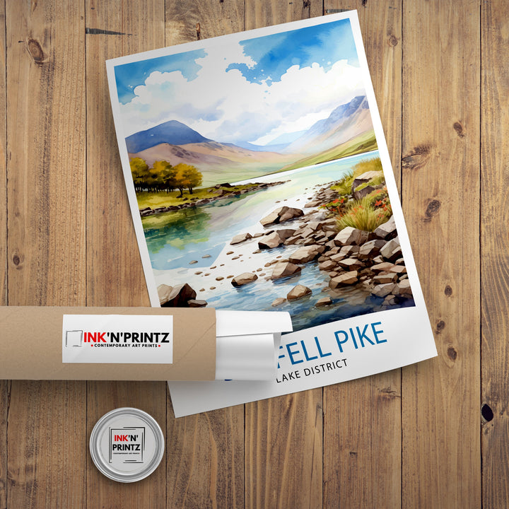 Scafell Pike Lake District Travel Print Lake District Wall Decor Lake District Home Living Decor Scafell Pike Illustration Travel Poster