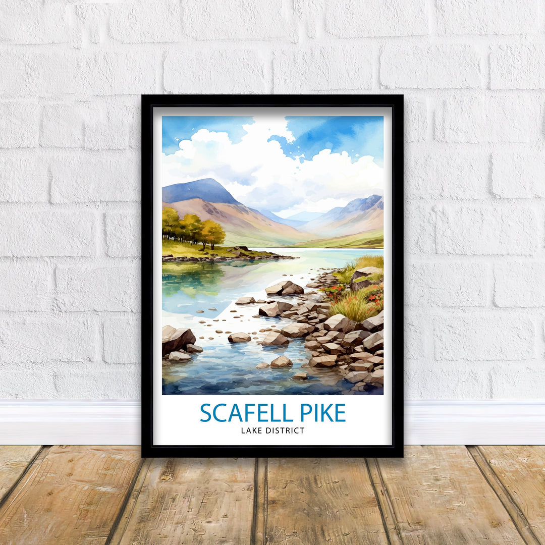 Scafell Pike Lake District Travel Print Lake District Wall Decor Lake District Home Living Decor Scafell Pike Illustration Travel Poster
