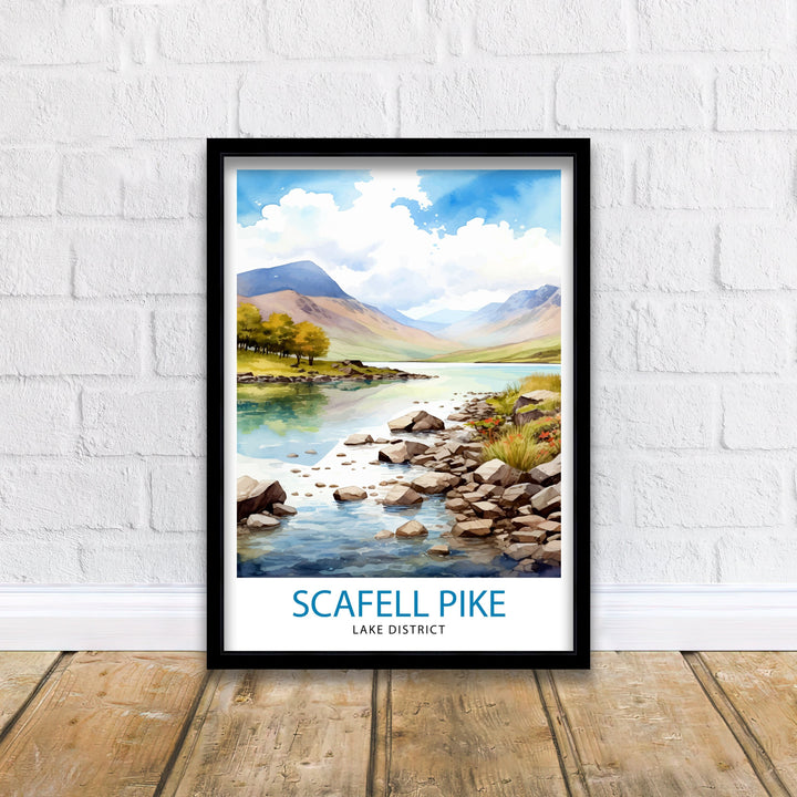 Scafell Pike Lake District Travel Print Lake District Wall Decor Lake District Home Living Decor Scafell Pike Illustration Travel Poster