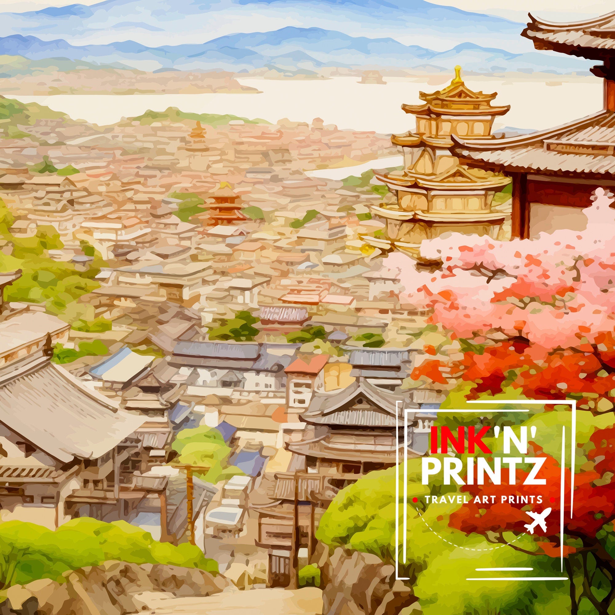 Nagasaki Japan Travel Print Nagasaki Wall Decor Nagasaki Poster Japan Travel Prints Nagasaki Art Print Nagasaki Illustration Nagasaki
