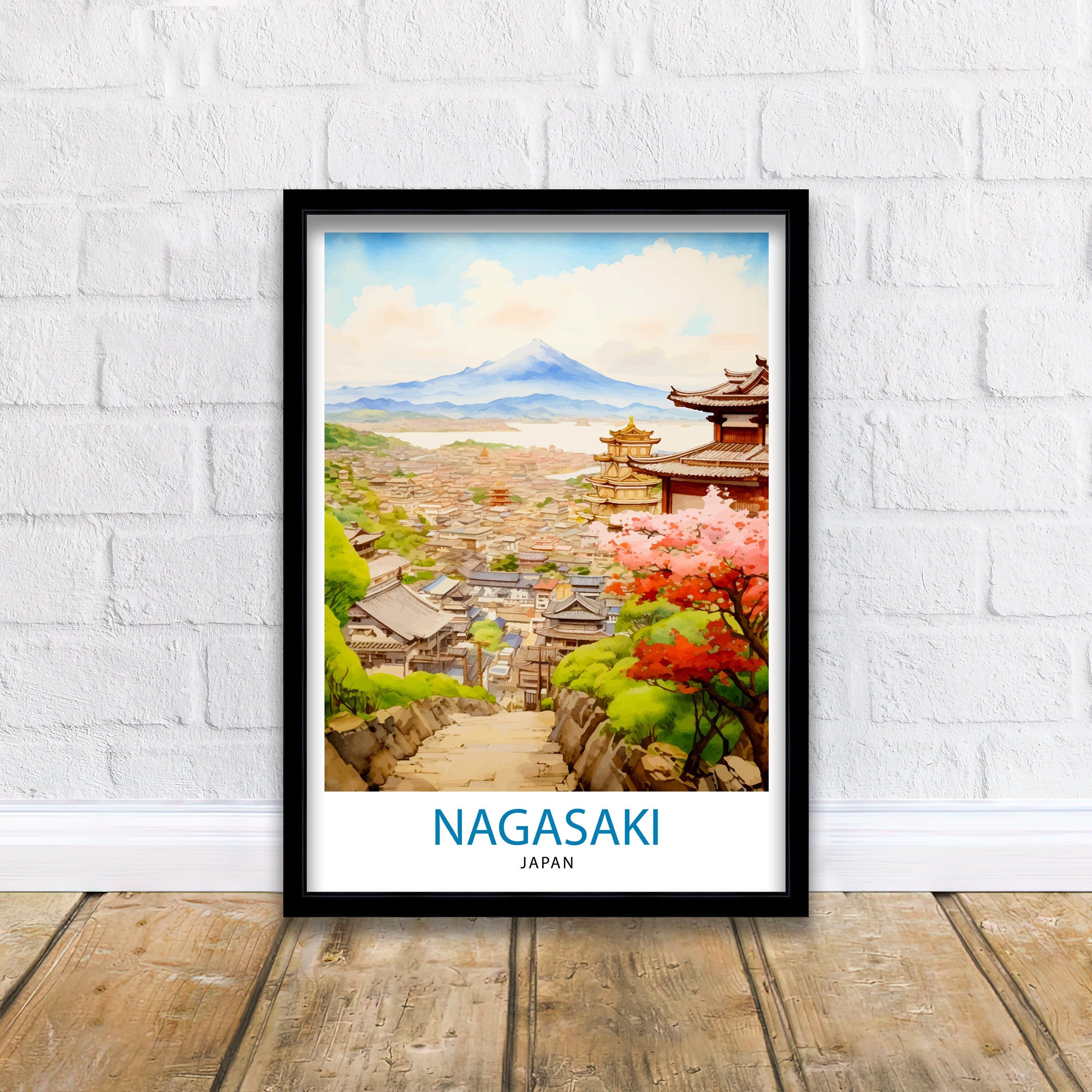 Nagasaki Japan Travel Print Nagasaki Wall Decor Nagasaki Poster Japan Travel Prints Nagasaki Art Print Nagasaki Illustration Nagasaki