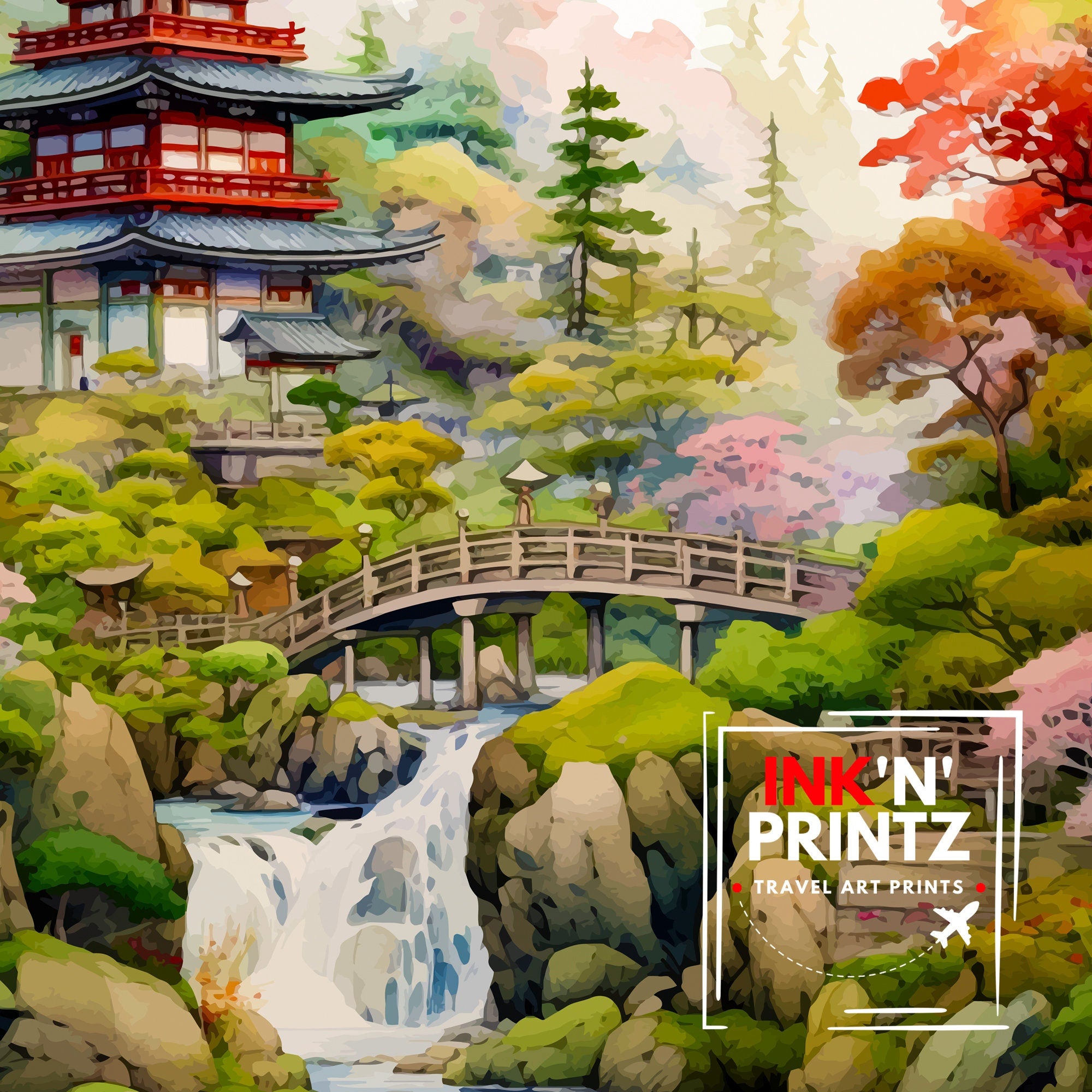 Nikko Japan Travel Print Nikko Wall Decor Nikko Poster Japan Travel Prints Nikko Art Print Nikko Illustration Nikko Wall