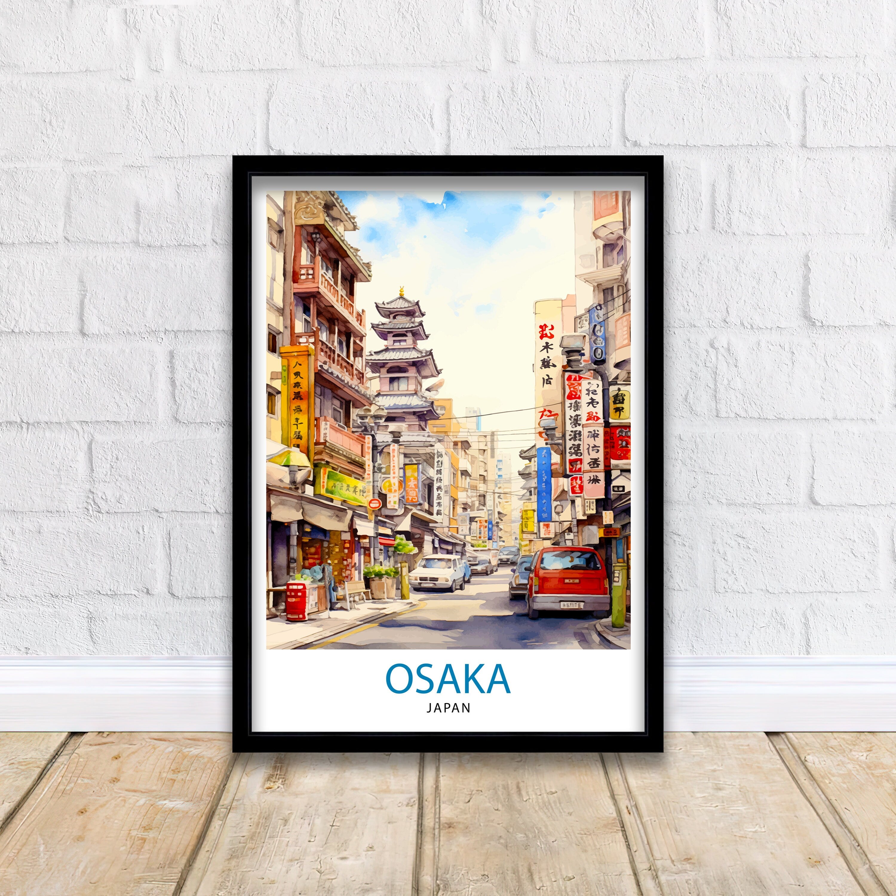 Osaka Japan Travel Print, Cityscape Wall Art