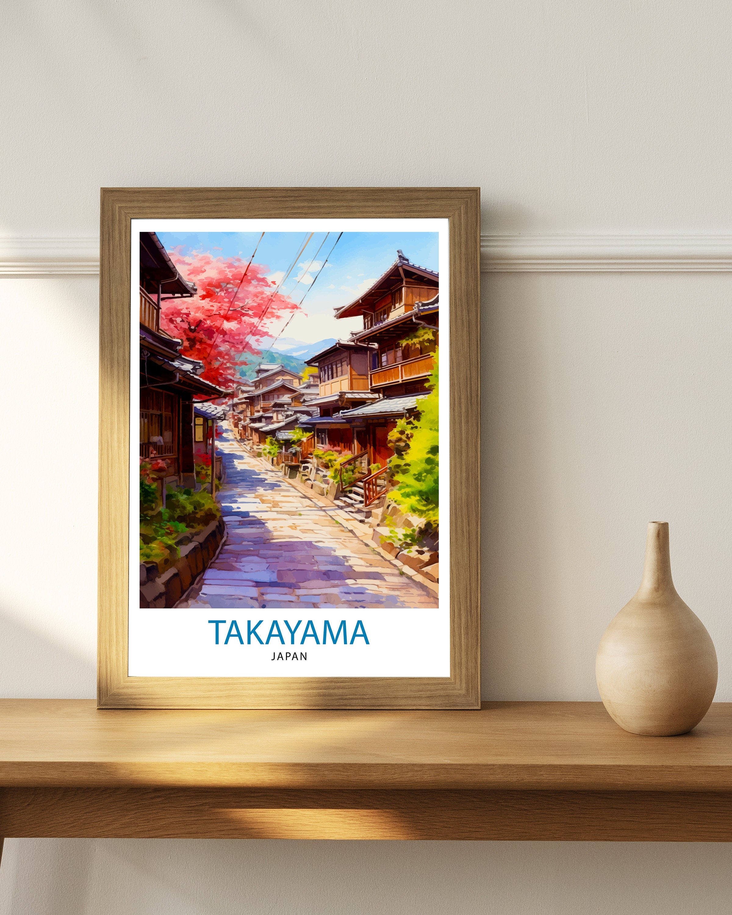 Takayama Japan Travel Print Takayama Wall Decor Takayama Poster Japan Travel Prints Takayama Art Print Takayama Illustration Takayama Wall