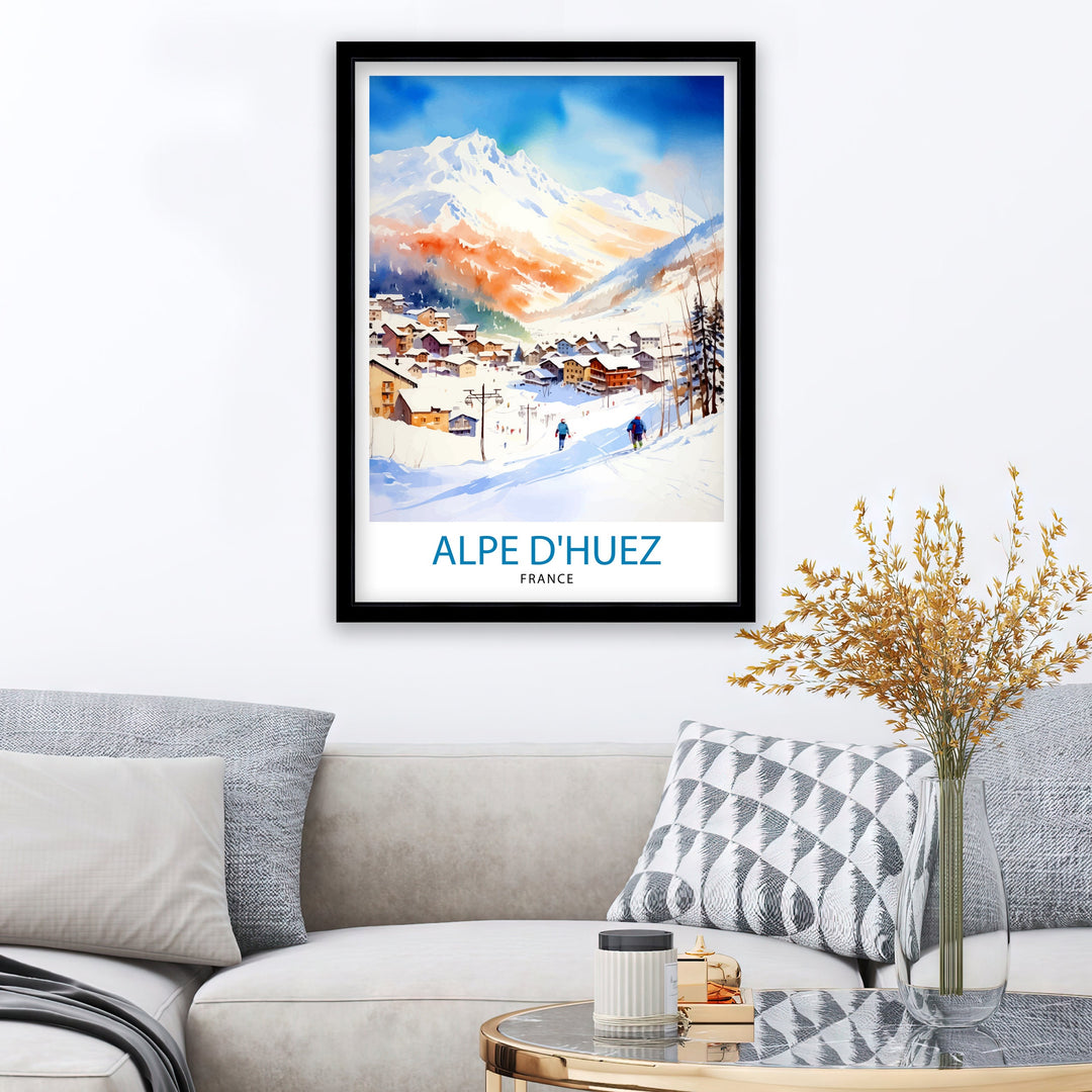 Alpe d'Huez Poster Alpe d'Huez Decor Alpe d'Huez Poster Alpe d'Huez Art Alpe d'Huez Wall Art Gift for Skiing Fans Alpe d'Huez Home Decor