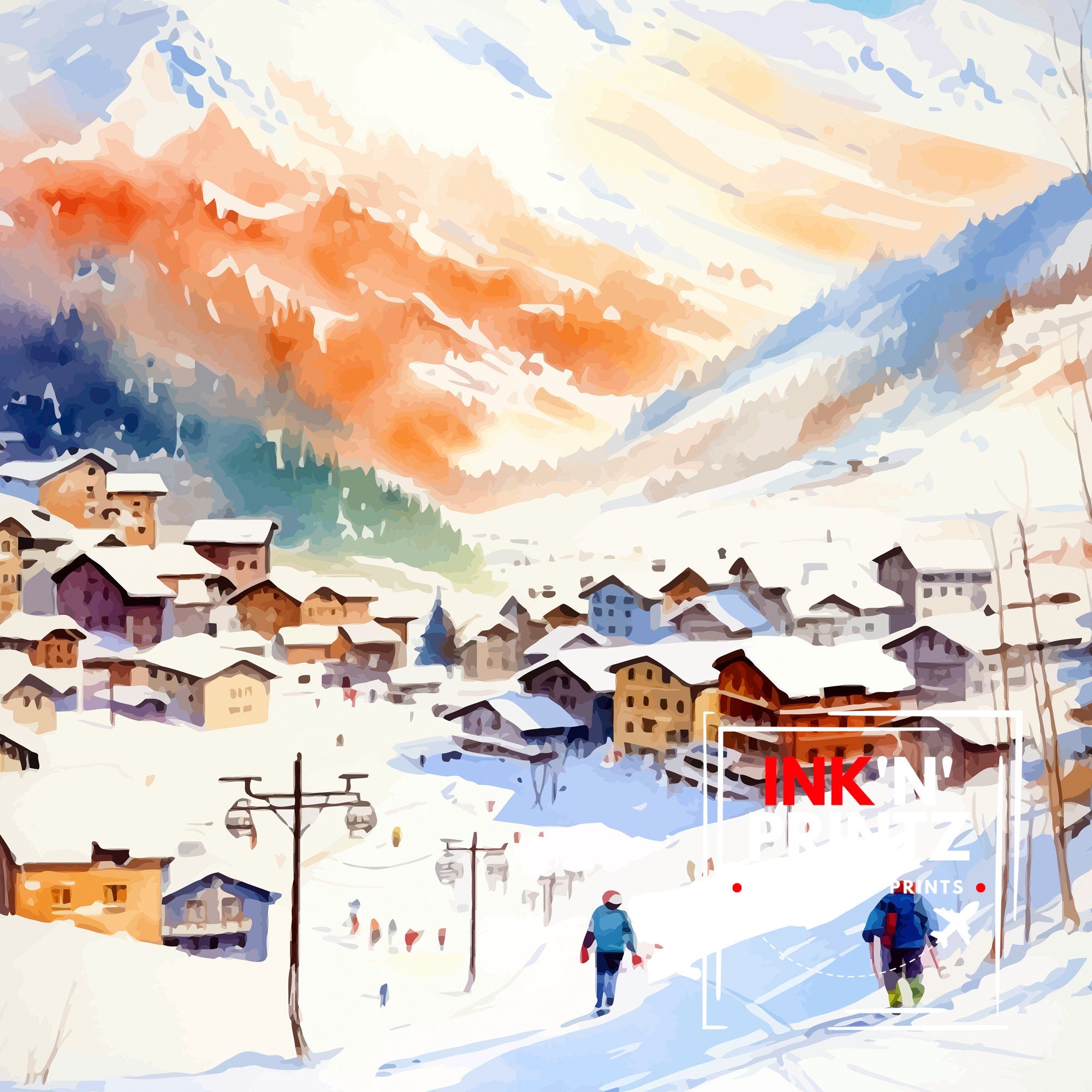 Alpe d'Huez Print Alpe d'Huez Decor Alpe d'Huez Poster Alpe d'Huez Art Alpe d'Huez Wall Art Gift for Skiing Fans Alpe d'Huez Home Decor