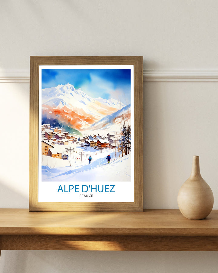 Alpe d'Huez Poster Alpe d'Huez Decor Alpe d'Huez Poster Alpe d'Huez Art Alpe d'Huez Wall Art Gift for Skiing Fans Alpe d'Huez Home Decor