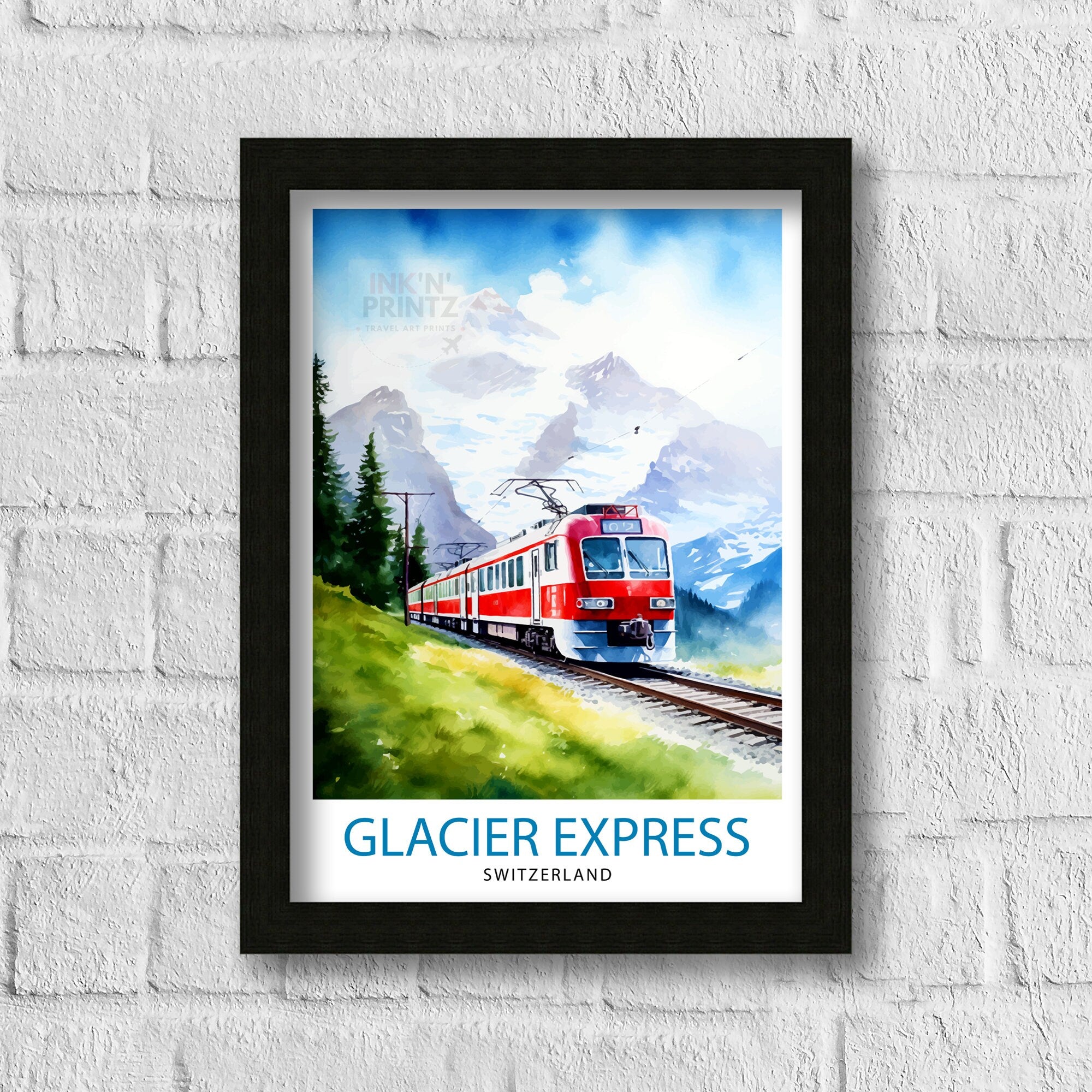 Glacier Express Switzerland Print Glacier Express Decor Glacier Express Poster Glacier Express Art Glacier Express Wall Art Gift for Train