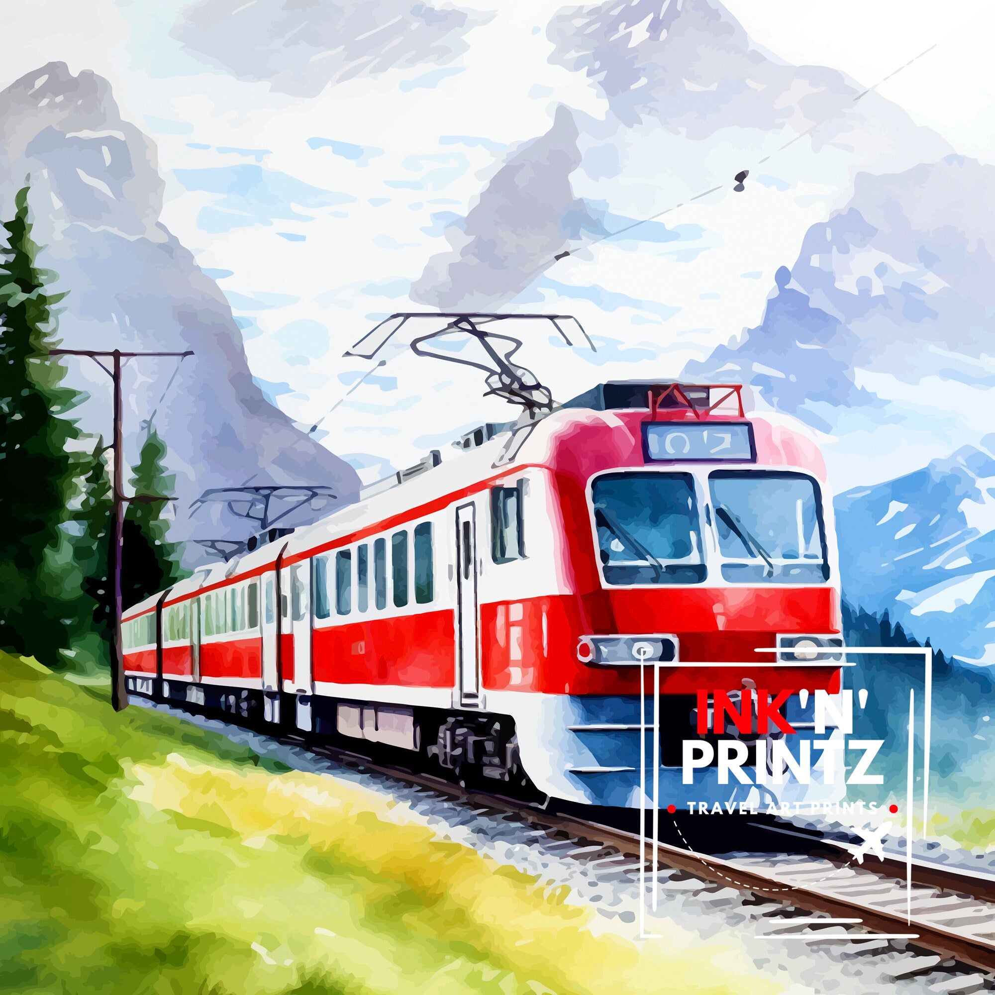 Glacier Express Switzerland Print Glacier Express Decor Glacier Express Poster Glacier Express Art Glacier Express Wall Art Gift for Train