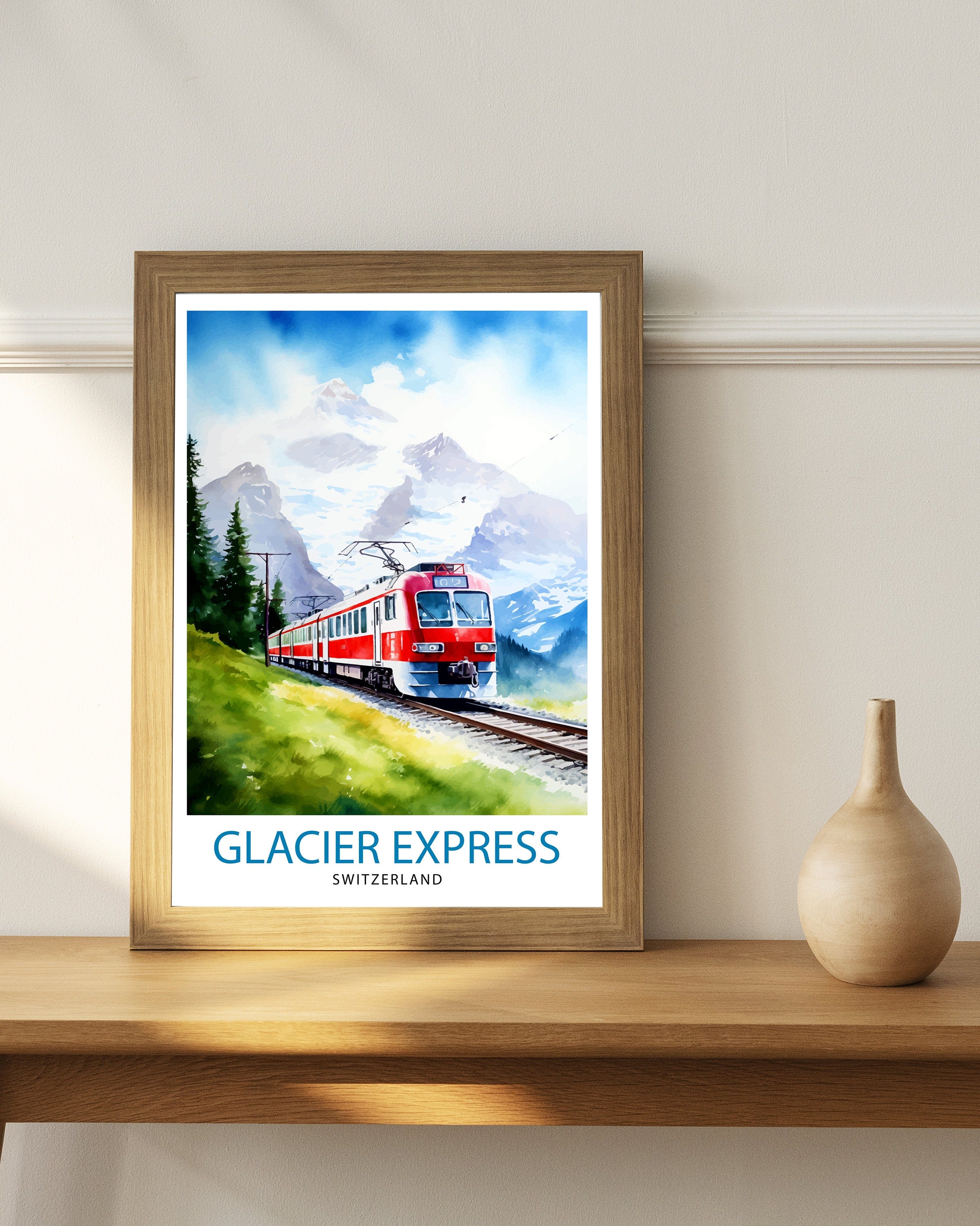 Glacier Express Switzerland Print Glacier Express Decor Glacier Express Poster Glacier Express Art Glacier Express Wall Art Gift for Train