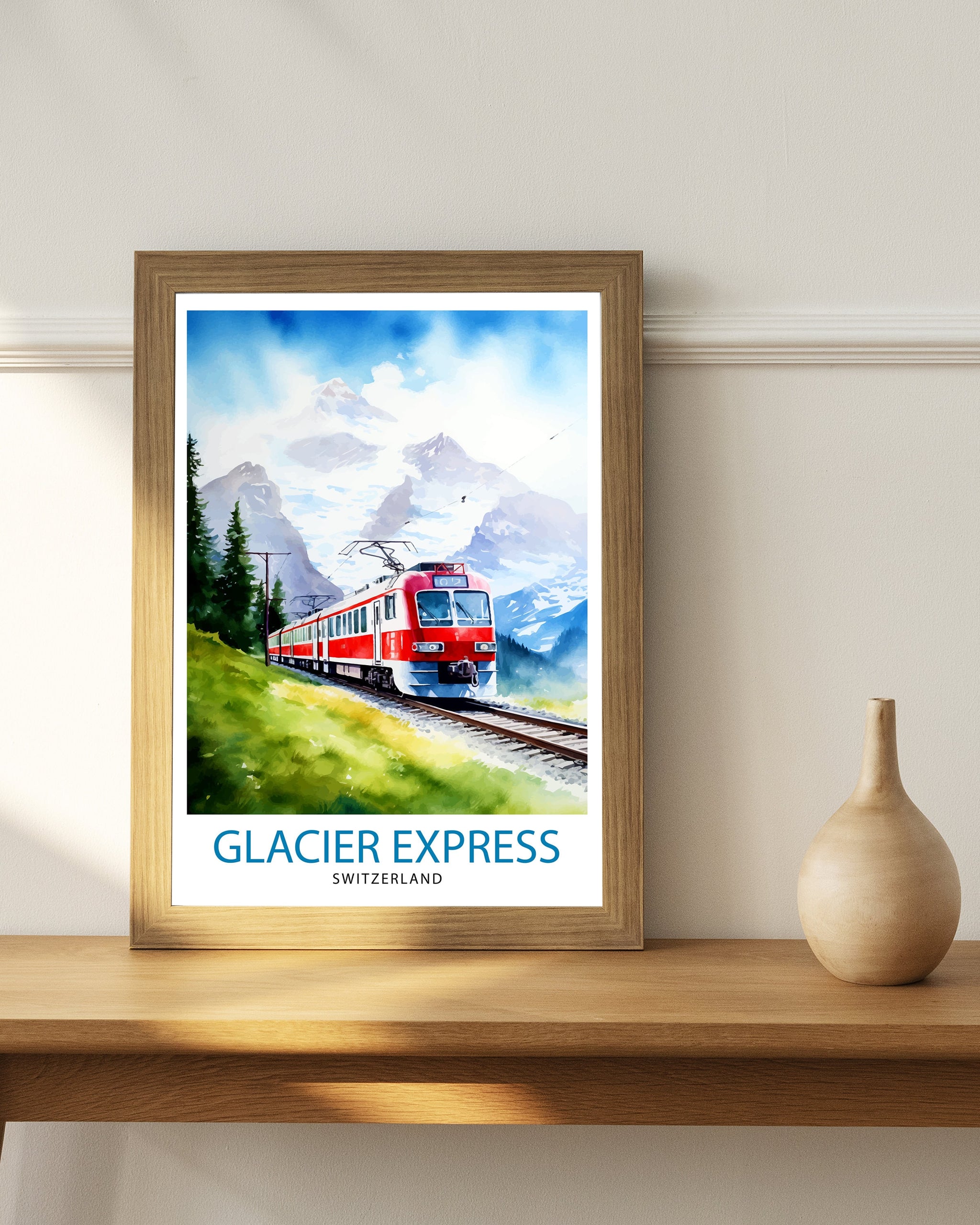 Glacier Express Switzerland Print Glacier Express Decor Glacier Express Poster Glacier Express Art Glacier Express Wall Art Gift for Train