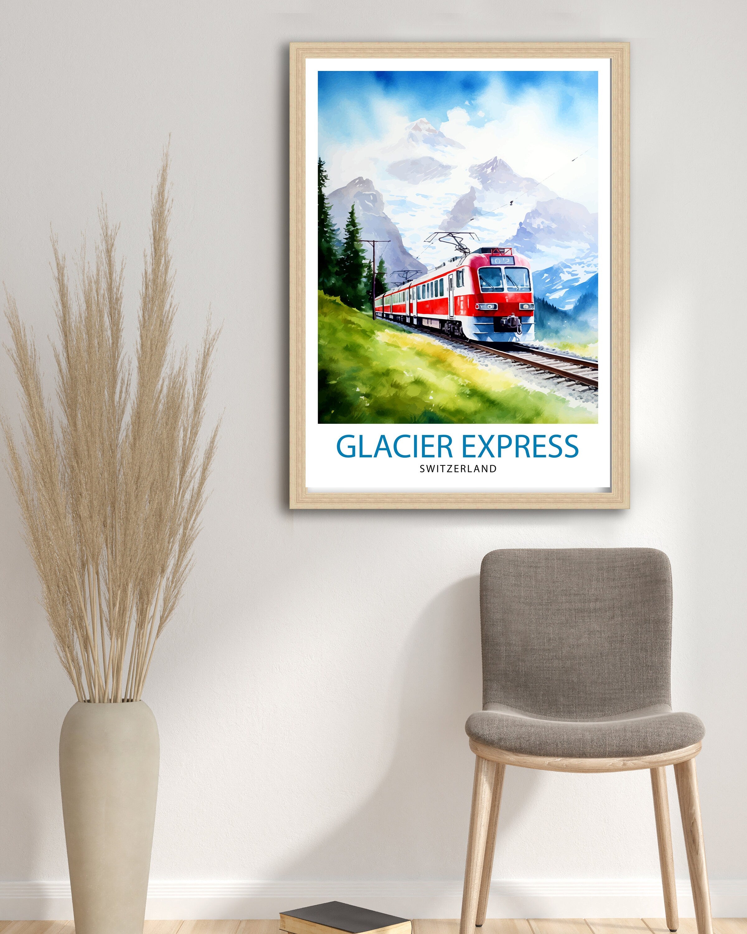 Glacier Express Switzerland Print Glacier Express Decor Glacier Express Poster Glacier Express Art Glacier Express Wall Art Gift for Train