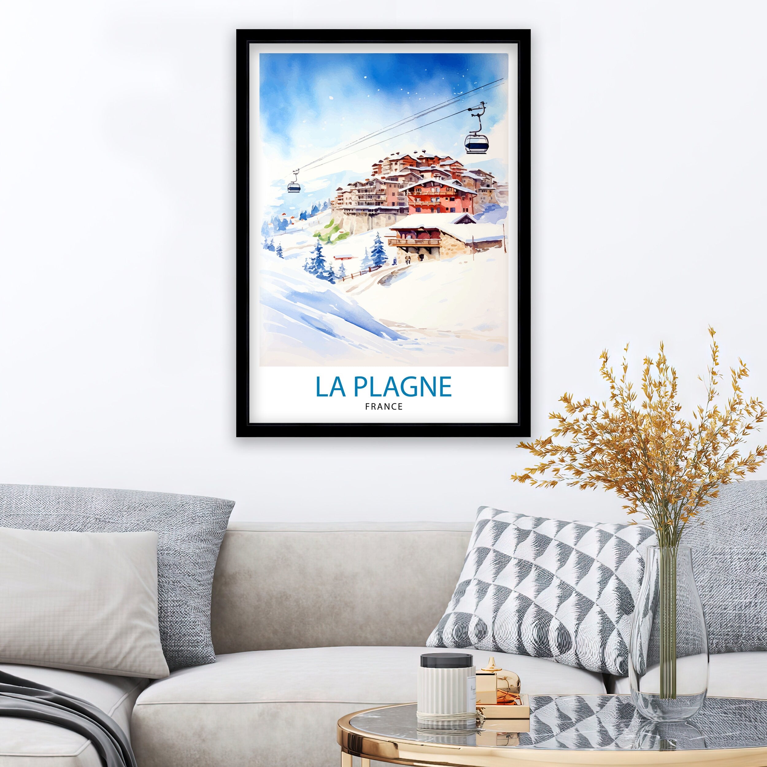 La Plagne France Print La Plagne Decor La Plagne Poster La Plagne Art La Plagne Wall Art Gift for Ski Enthusiasts La Plagne Home Decor