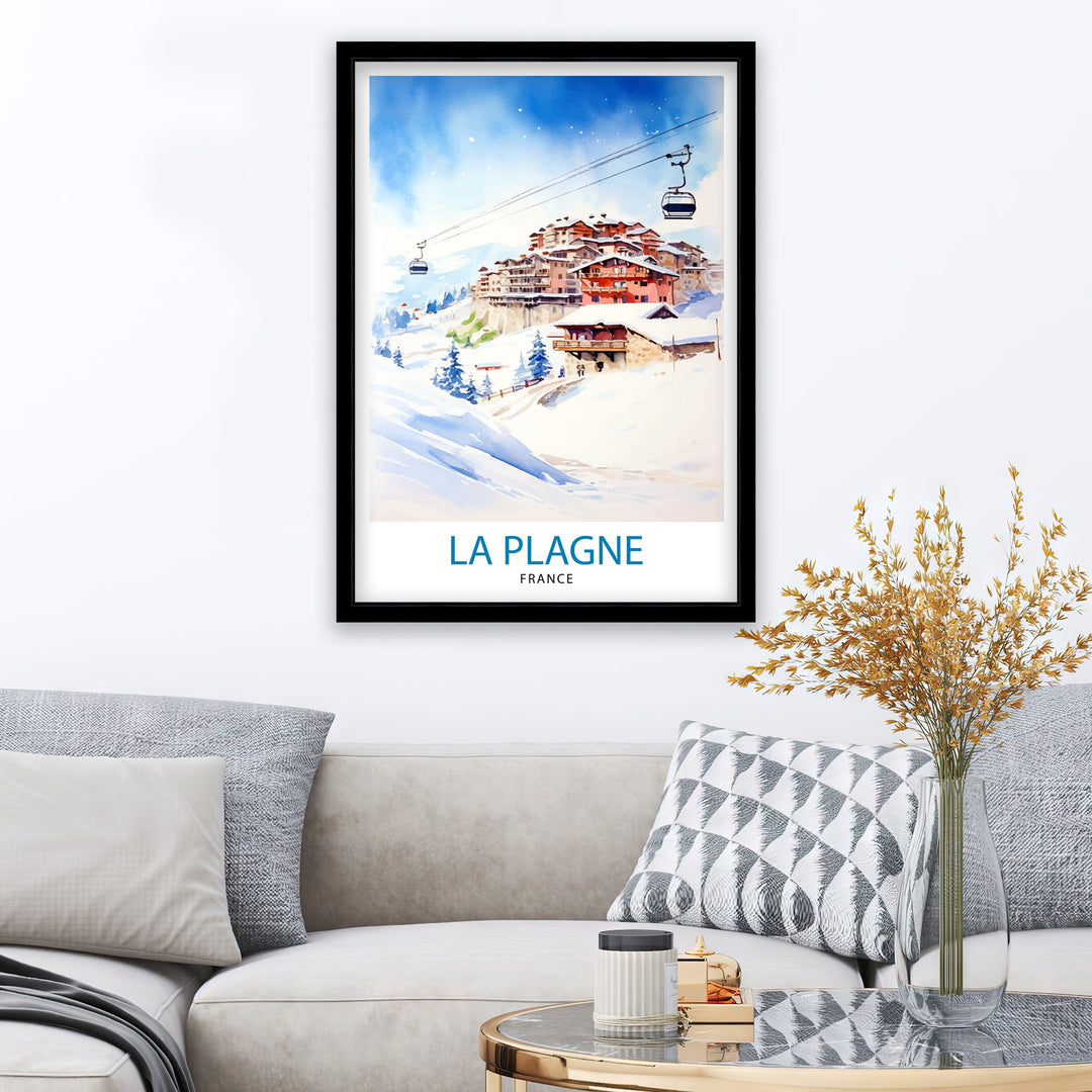 La Plagne France Poster La Plagne Decor La Plagne Poster La Plagne Art La Plagne Wall Art Gift for Ski Enthusiasts La Plagne Home Decor