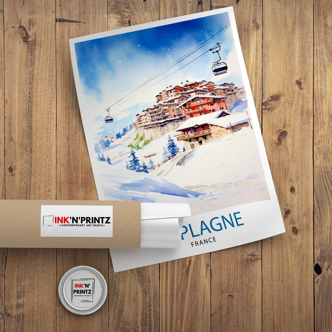 La Plagne France Poster La Plagne Decor La Plagne Poster La Plagne Art La Plagne Wall Art Gift for Ski Enthusiasts La Plagne Home Decor