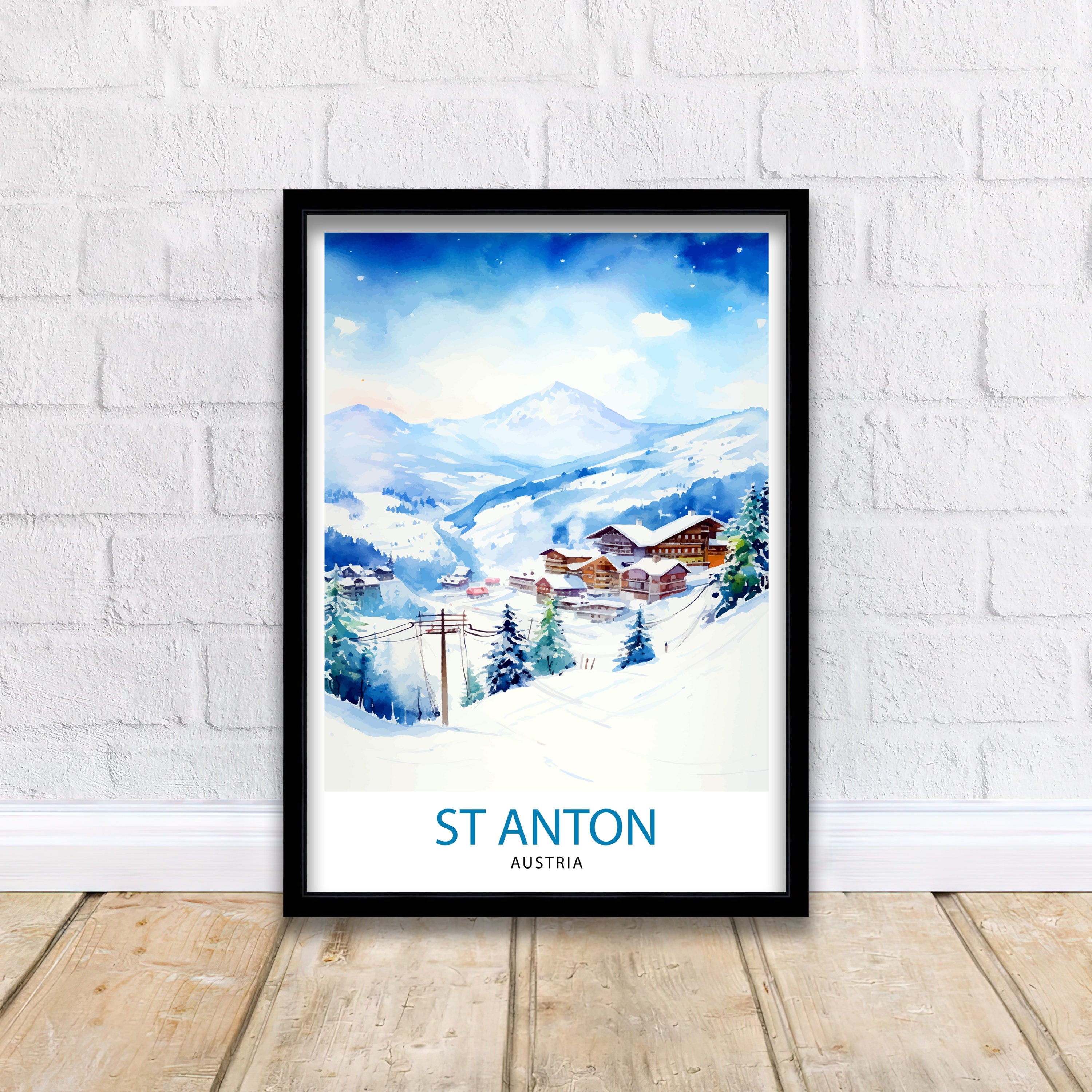 St Anton Austria Print St Anton Decor St Anton Poster St Anton Art St Anton Wall Art Gift for Ski Aficionados St Anton Home Decor