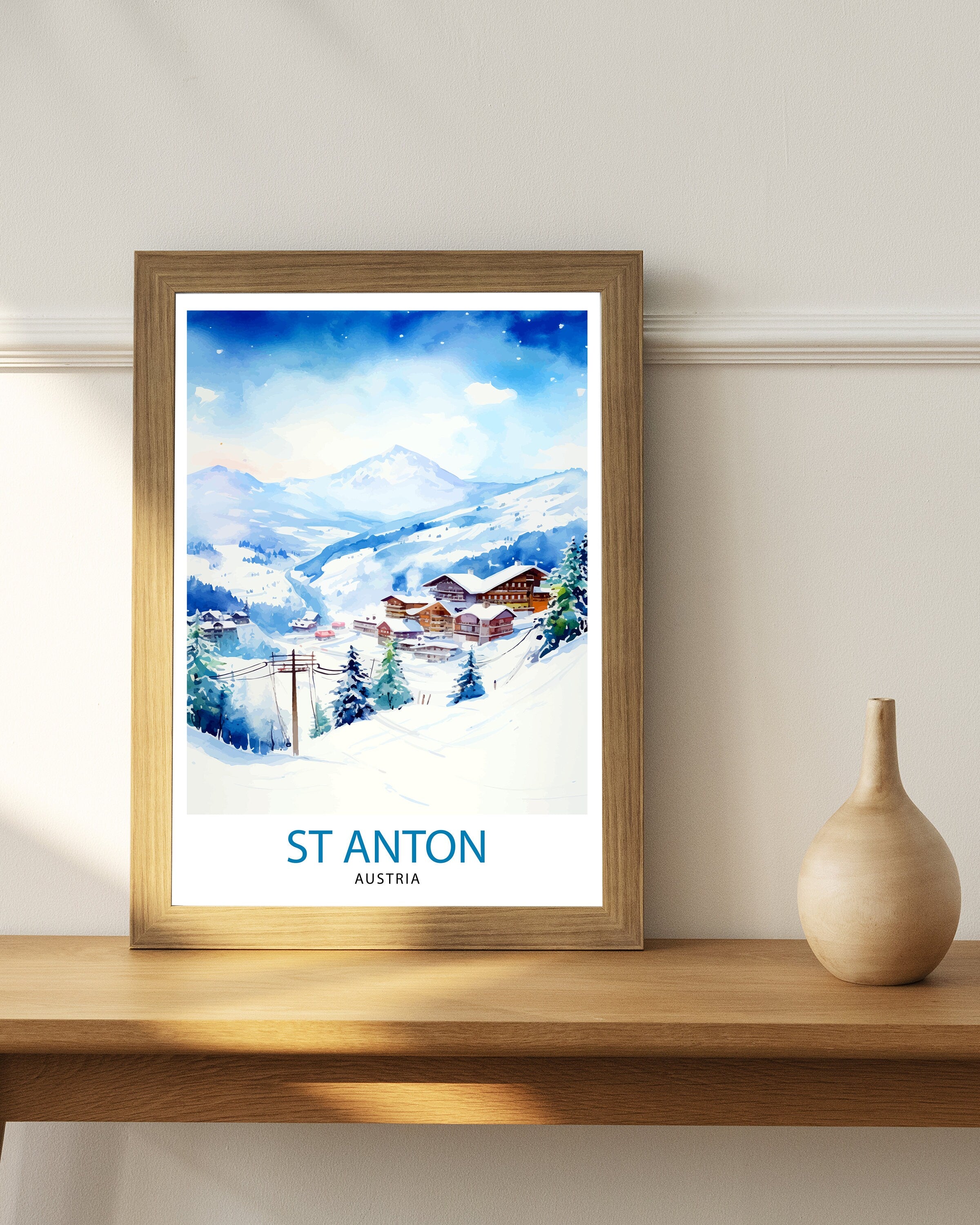 St Anton Austria Print St Anton Decor St Anton Poster St Anton Art St Anton Wall Art Gift for Ski Aficionados St Anton Home Decor