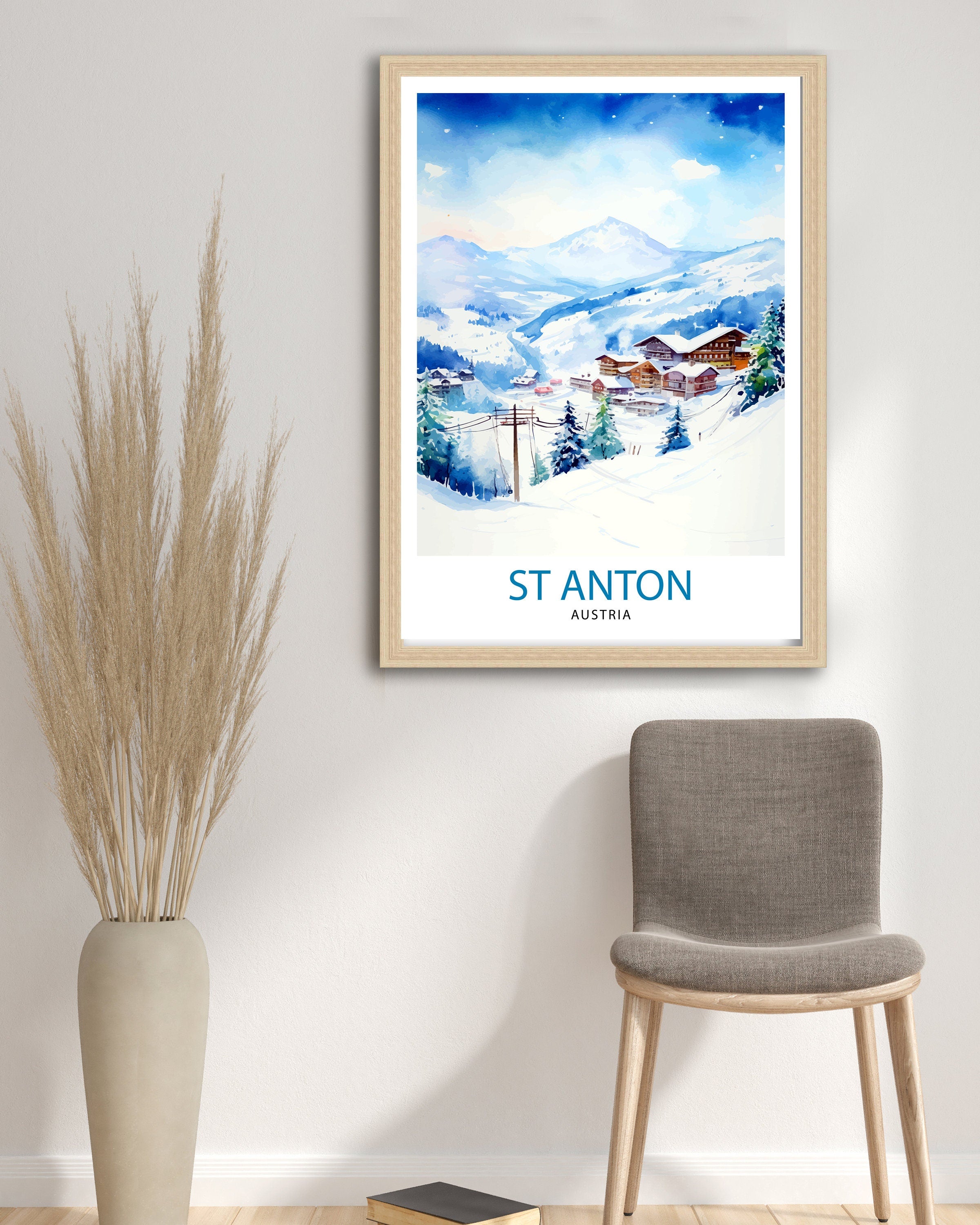 St Anton Austria Print St Anton Decor St Anton Poster St Anton Art St Anton Wall Art Gift for Ski Aficionados St Anton Home Decor