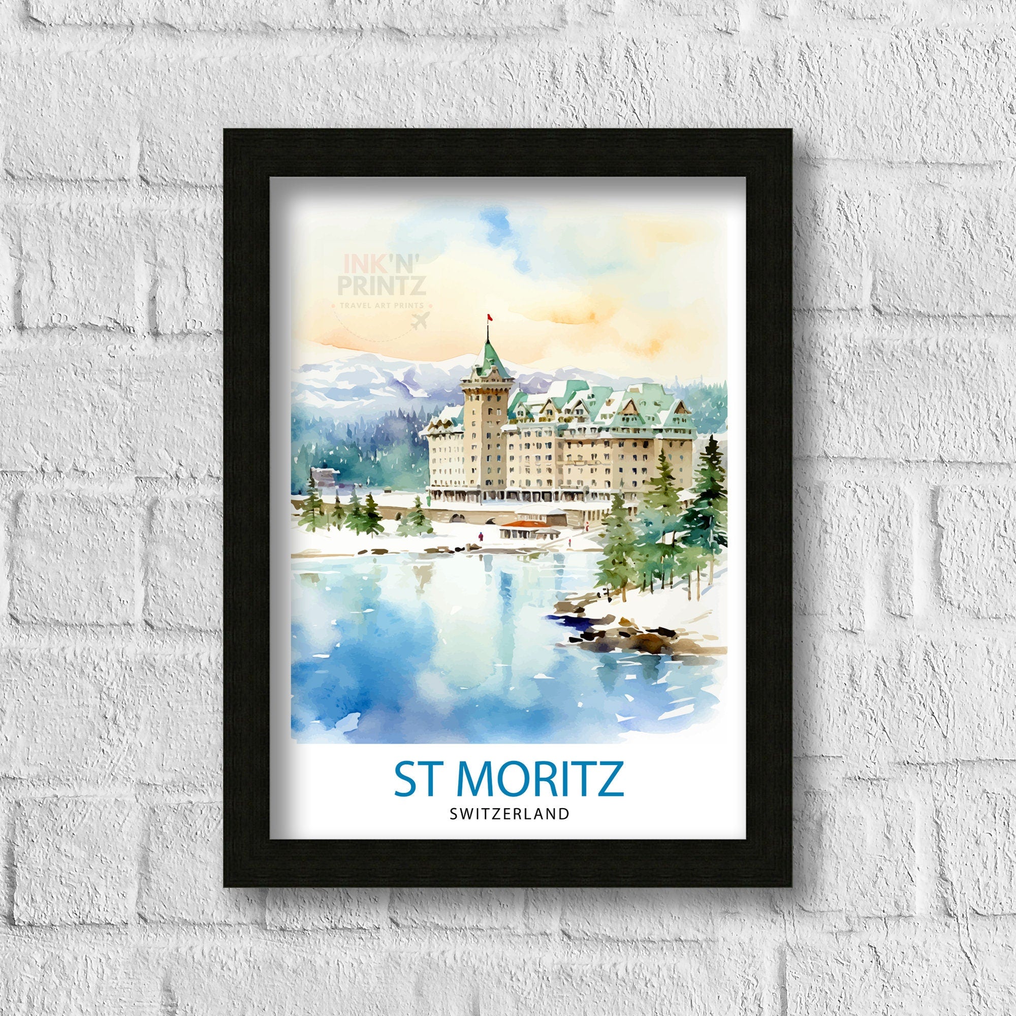 Saint Moritz Switzerland Print Saint Moritz Decor Saint Moritz Poster Saint Moritz Art Saint Moritz Wall Art Gift for Alpine Lovers Saint