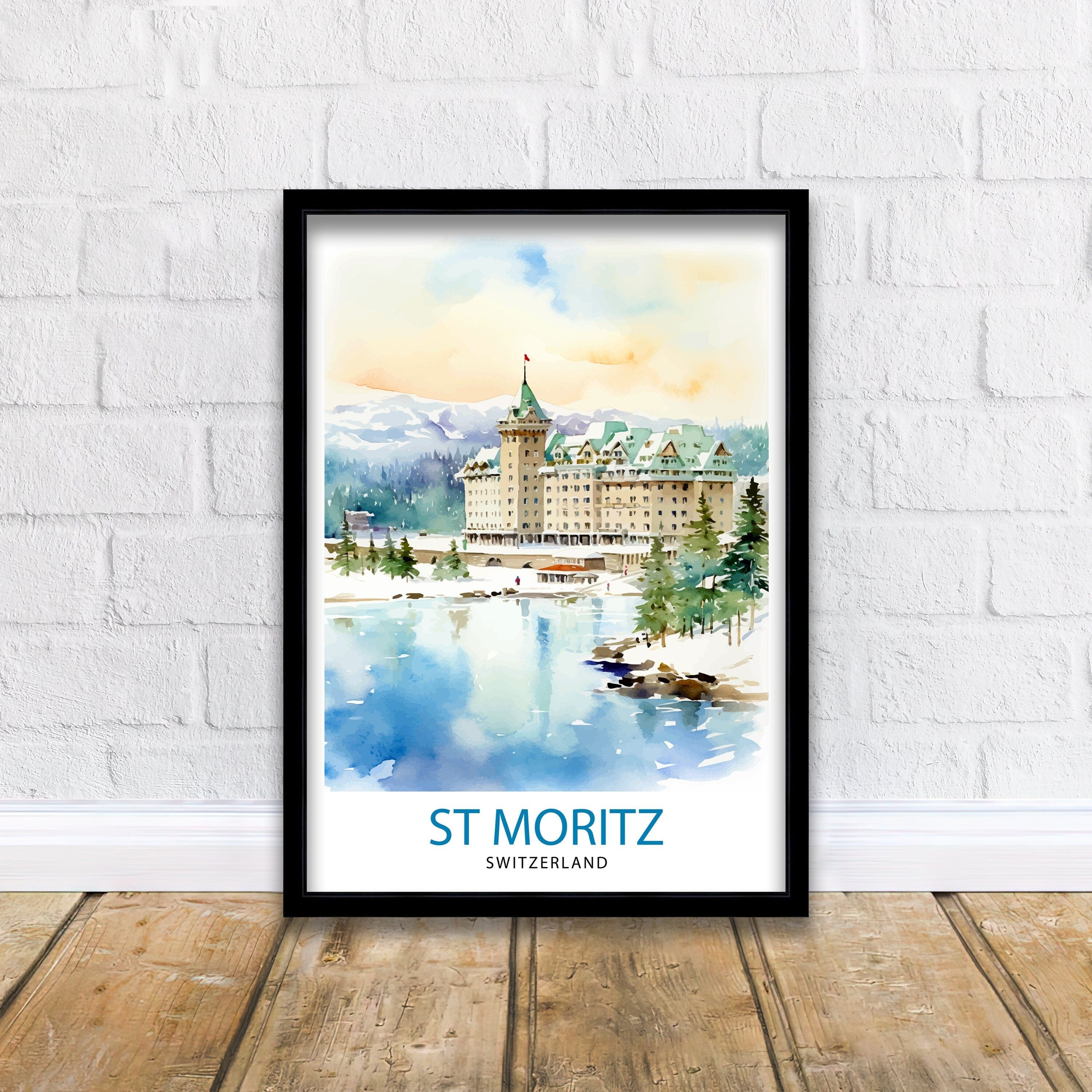 Saint Moritz Switzerland Print Saint Moritz Decor Saint Moritz Poster Saint Moritz Art Saint Moritz Wall Art Gift for Alpine Lovers Saint