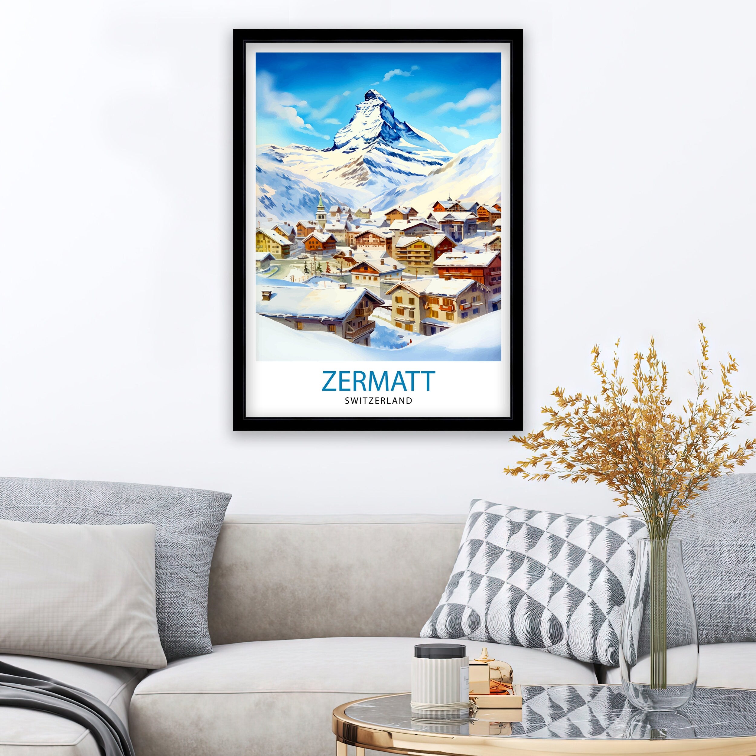Zermatt Switzerland Print Zermatt Decor Zermatt Poster Zermatt Art Zermatt Wall Art Gift for Mountain Enthusiasts Zermatt Home Decor