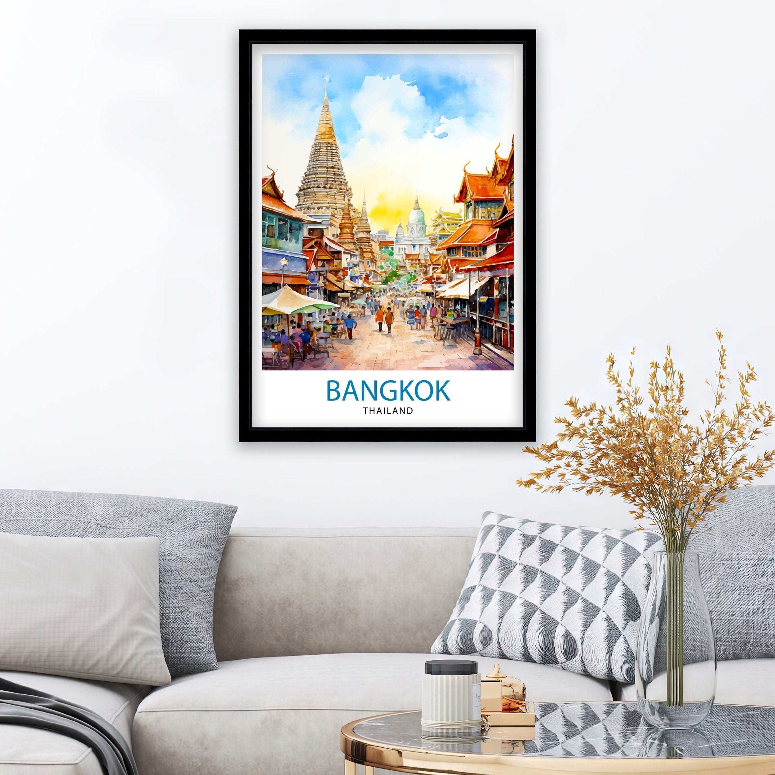 Bangkok Thailand Travel Print Bangkok Wall Decor Thailand Illustration Bangkok Travel Poster Gift for Thailand Travel Thailand Home Decor