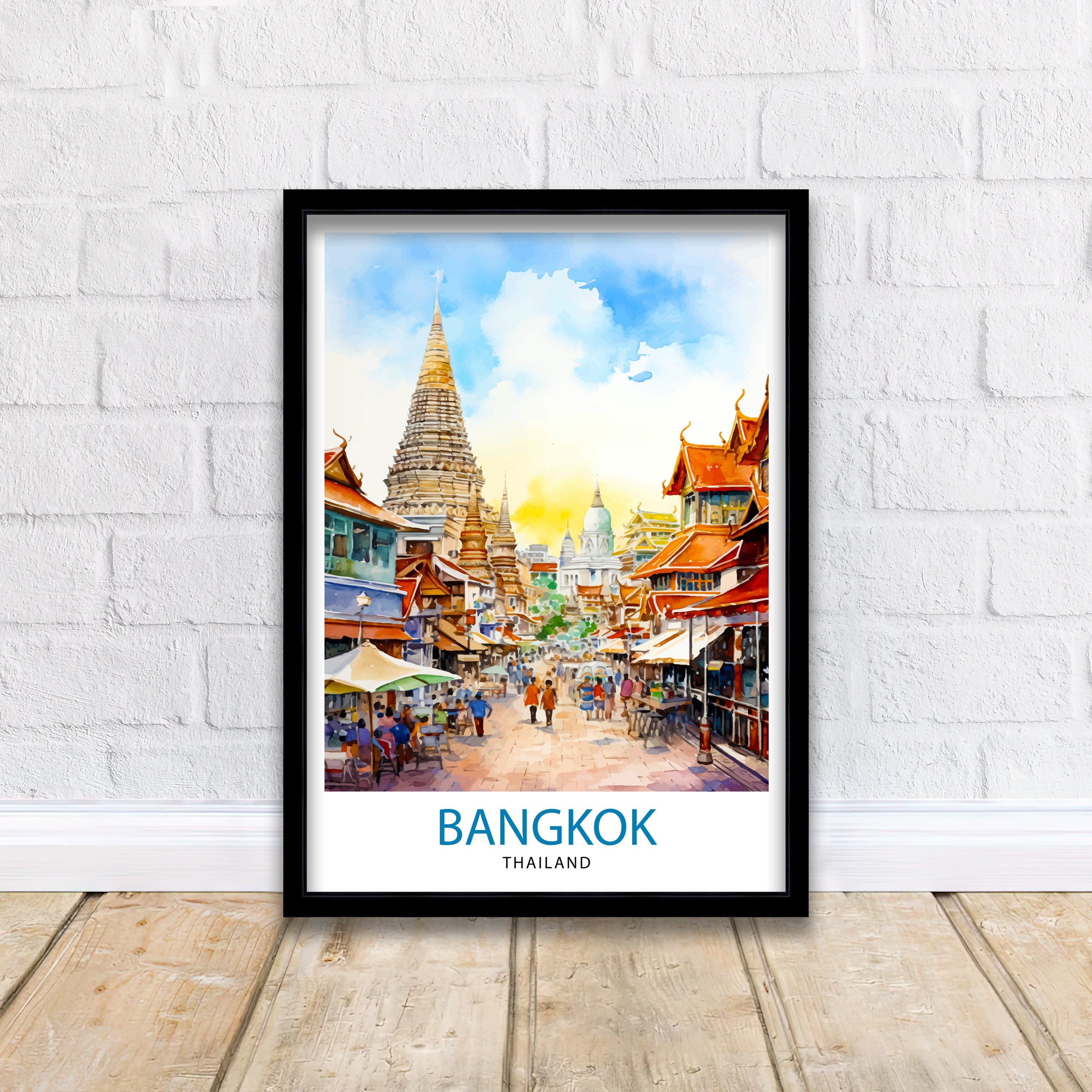 Bangkok Thailand Travel Print Bangkok Wall Decor Thailand Illustration Bangkok Travel Poster Gift for Thailand Travel Thailand Home Decor