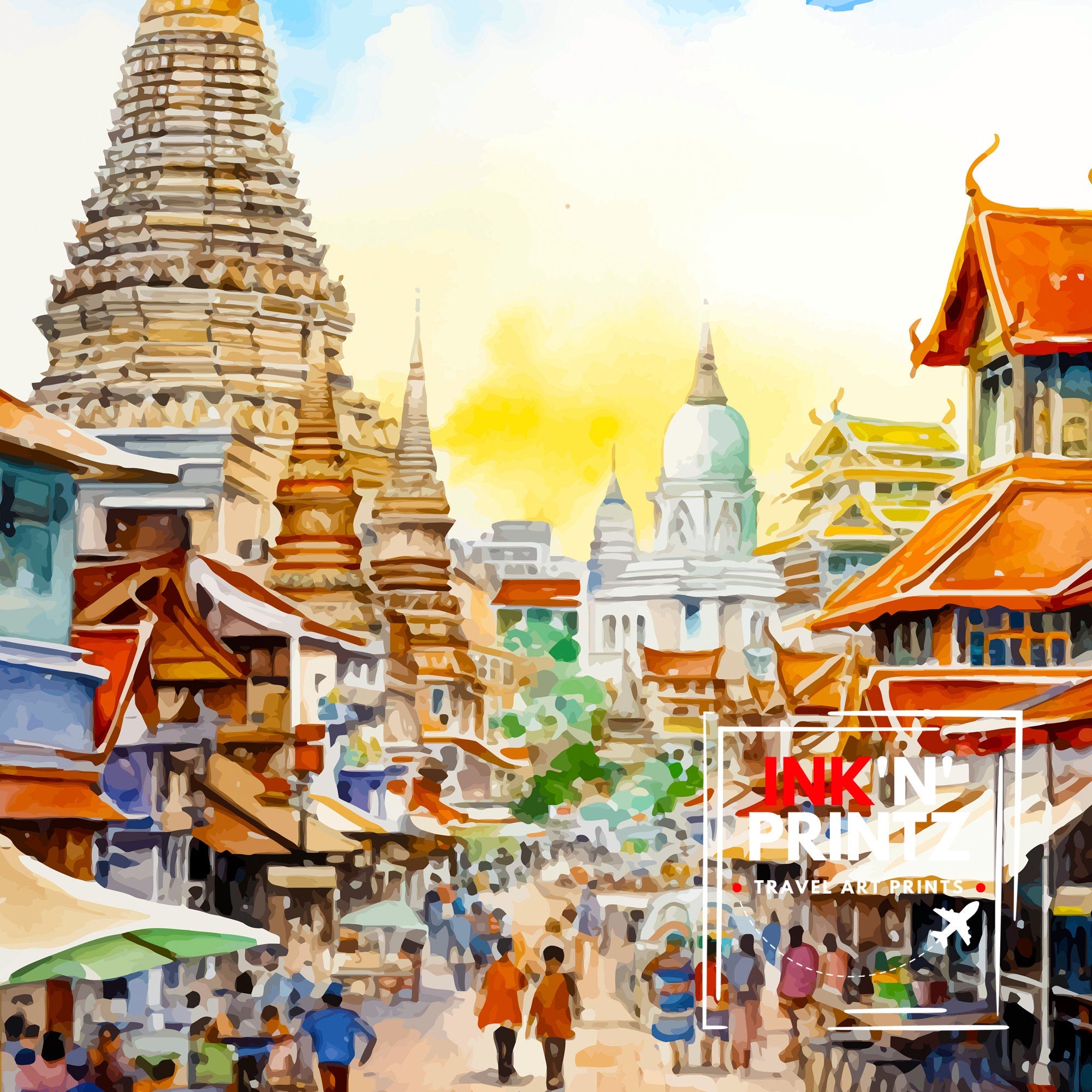 Bangkok Thailand Travel Print Bangkok Wall Decor Thailand Illustration Bangkok Travel Poster Gift for Thailand Travel Thailand Home Decor