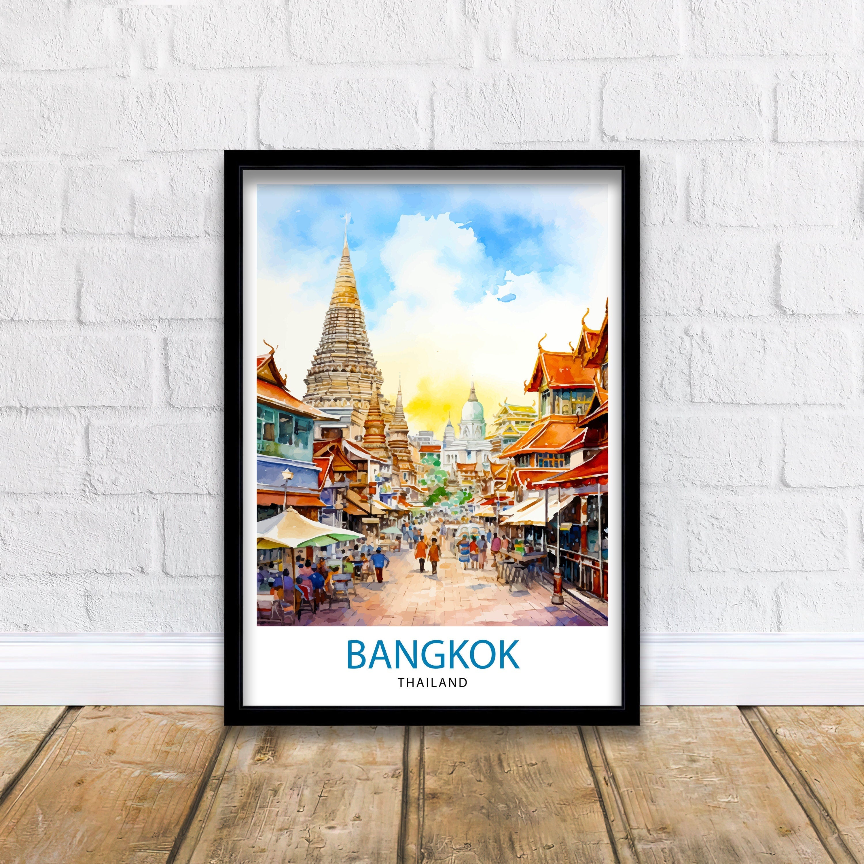 Bangkok Thailand Travel Print Bangkok Wall Decor Thailand Illustration Bangkok Travel Poster Gift for Thailand Travel Thailand Home Decor