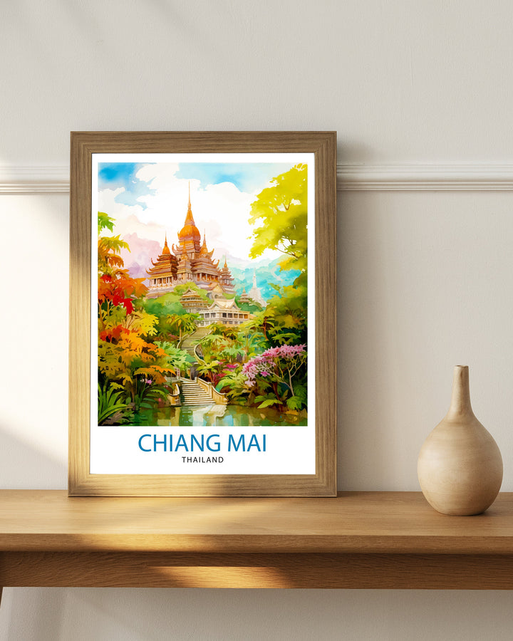 Chiang Mai Thailand Travel Poster Chiang Mai