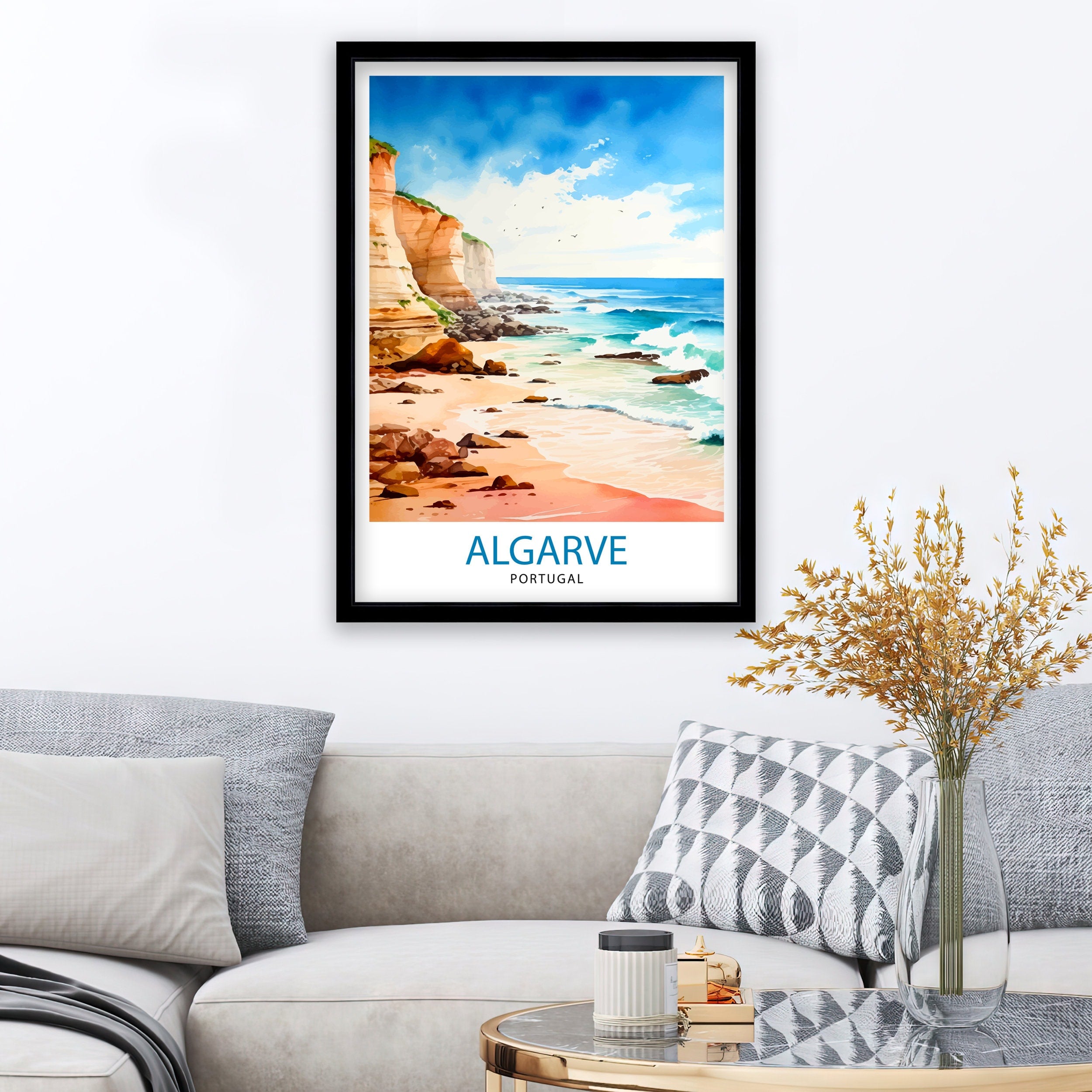 Algarve Portugal Travel Print Algarve Wall Decor Algarve Poster Portugal Travel Prints Algarve Art Print Algarve Illustration Algarve Wall