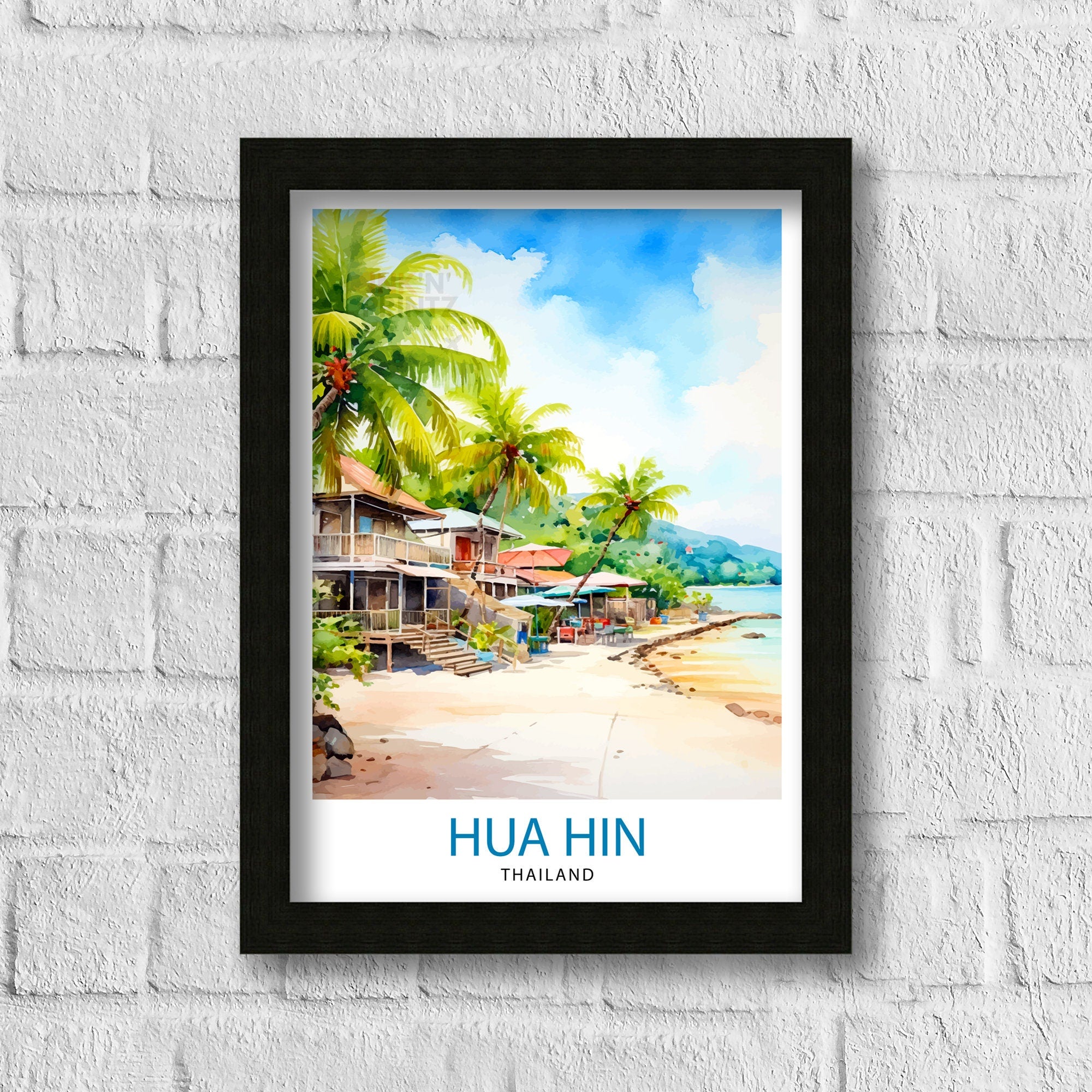 Hua Hin Thailand Travel Print Hua Hin Wall Decor Hua Hin Poster Thailand Travel Prints Hua Hin Art Print Hua Hin Illustration Hua Hin Wall