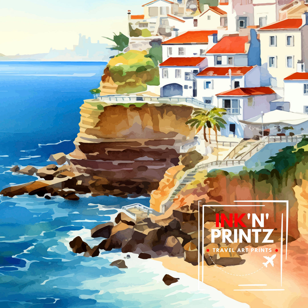 Azenhas do Mar Portugal Poster Azenhas Decor Azenhas Poster Azenhas Art Azenhas Wall Art Gift for Coastal Lovers Azenhas Home Decor