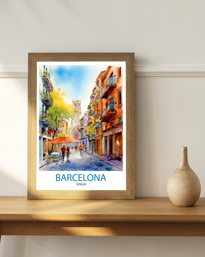 Barcelona Spain Travel Poster Barcelona