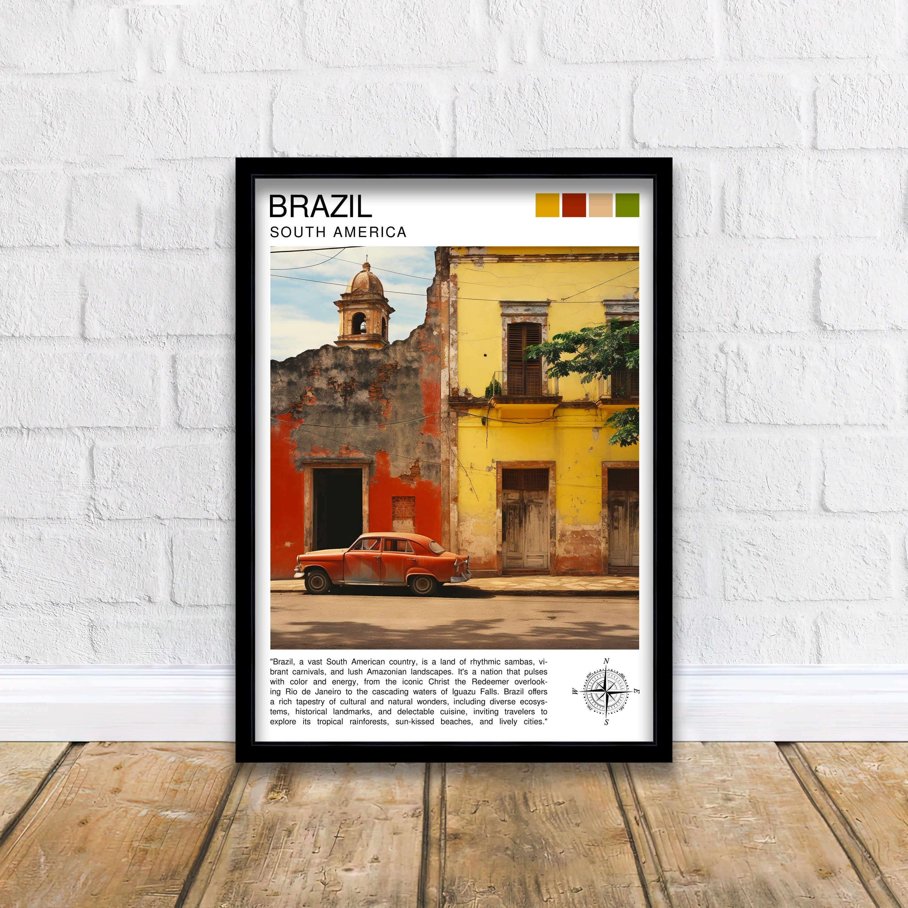 Brazil South America Travel Print Brazil Wall Decor Brazil Poster South America Travel Prints Brazil Art Print Brazil Illustration Brazil