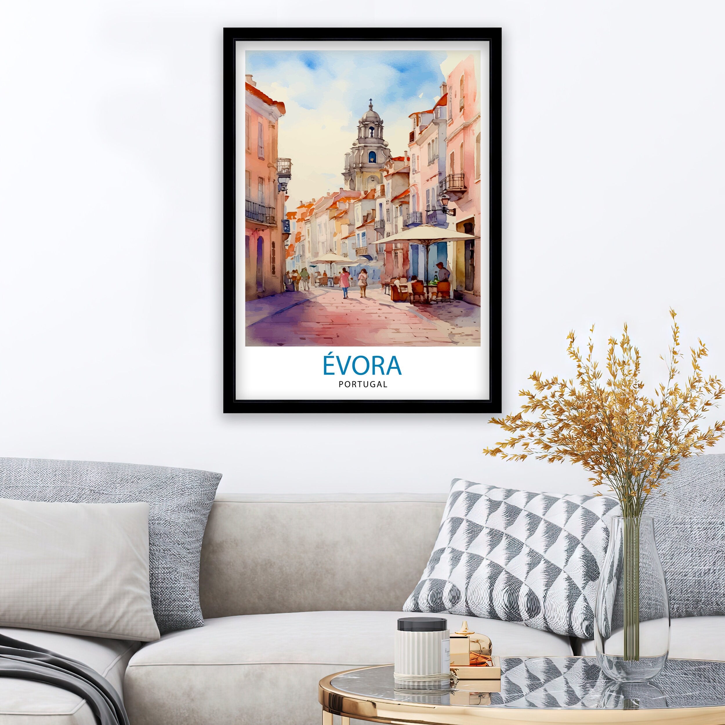 Evora Portugal Travel Print Evora Wall Decor Evora Poster Portugal Travel Prints Evora Art Print Evora Illustration Evora Wall Art