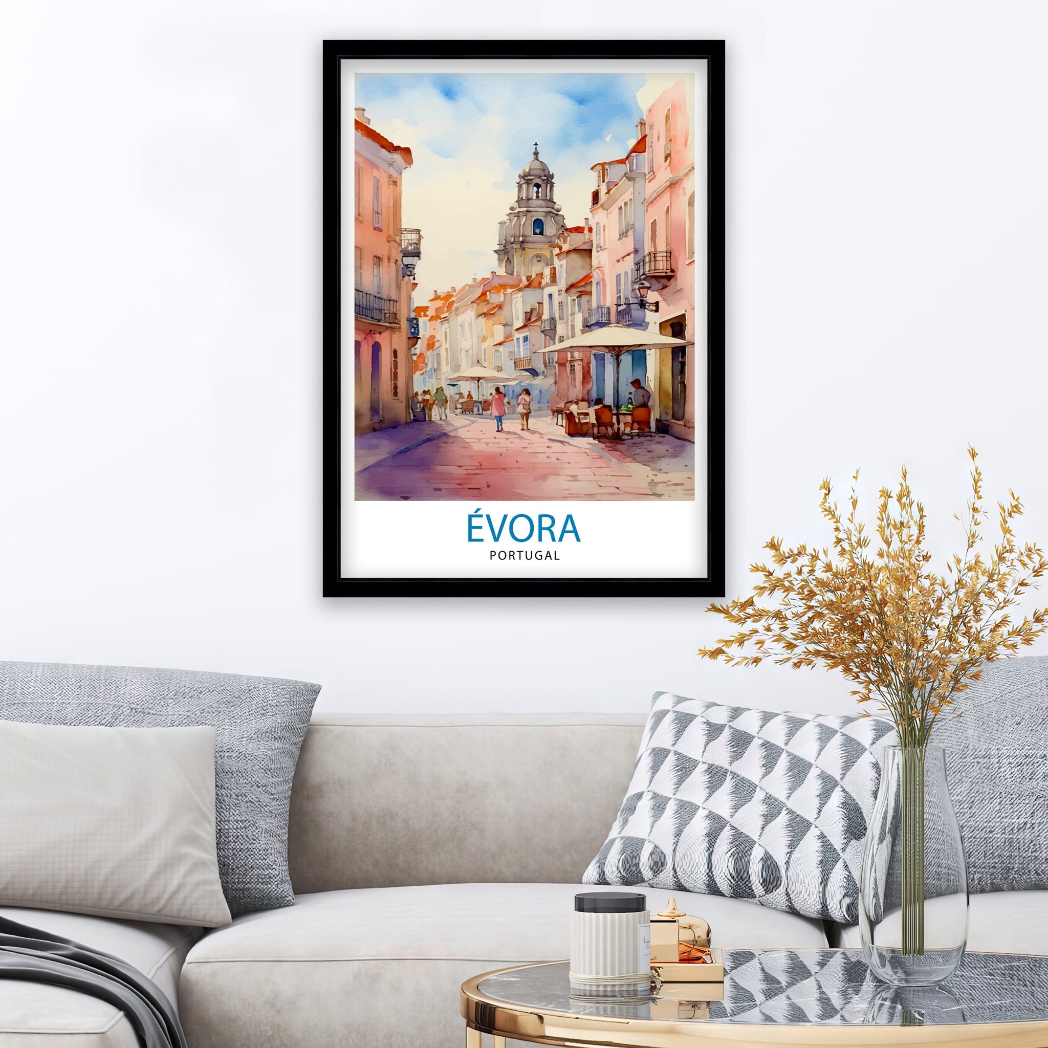 Evora Portugal Travel Print Evora Wall Decor Evora Poster Portugal Travel Prints Evora Art Print Evora Illustration Evora Wall Art