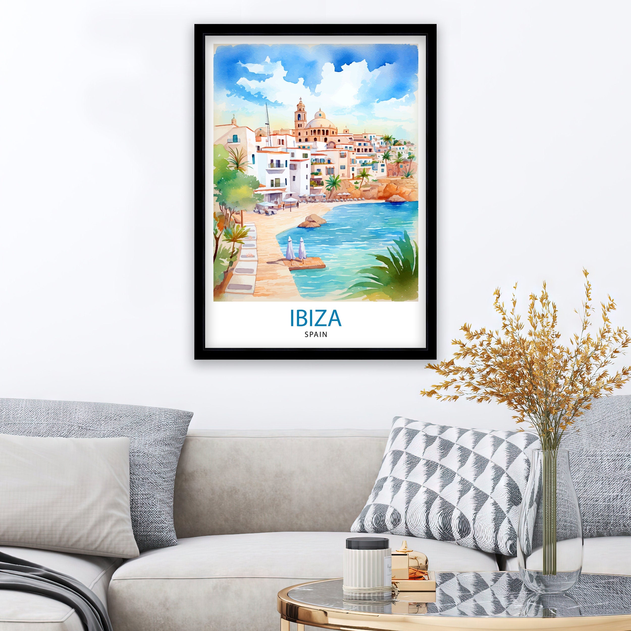 Ibiza Travel Print Ibiza Wall Art Ibiza Home Decor Ibiza Illustration Travel Poster Gift For Ibiza Lovers Spain Travel Print
