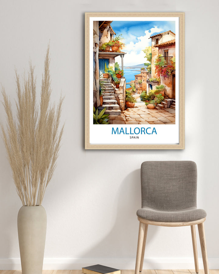 Mallorca Spain Travel Poster Mallorca Wall Art Mallorca Home Decor Spain Illustration Travel Poster Gift for Mallorca Lover Spain Travel