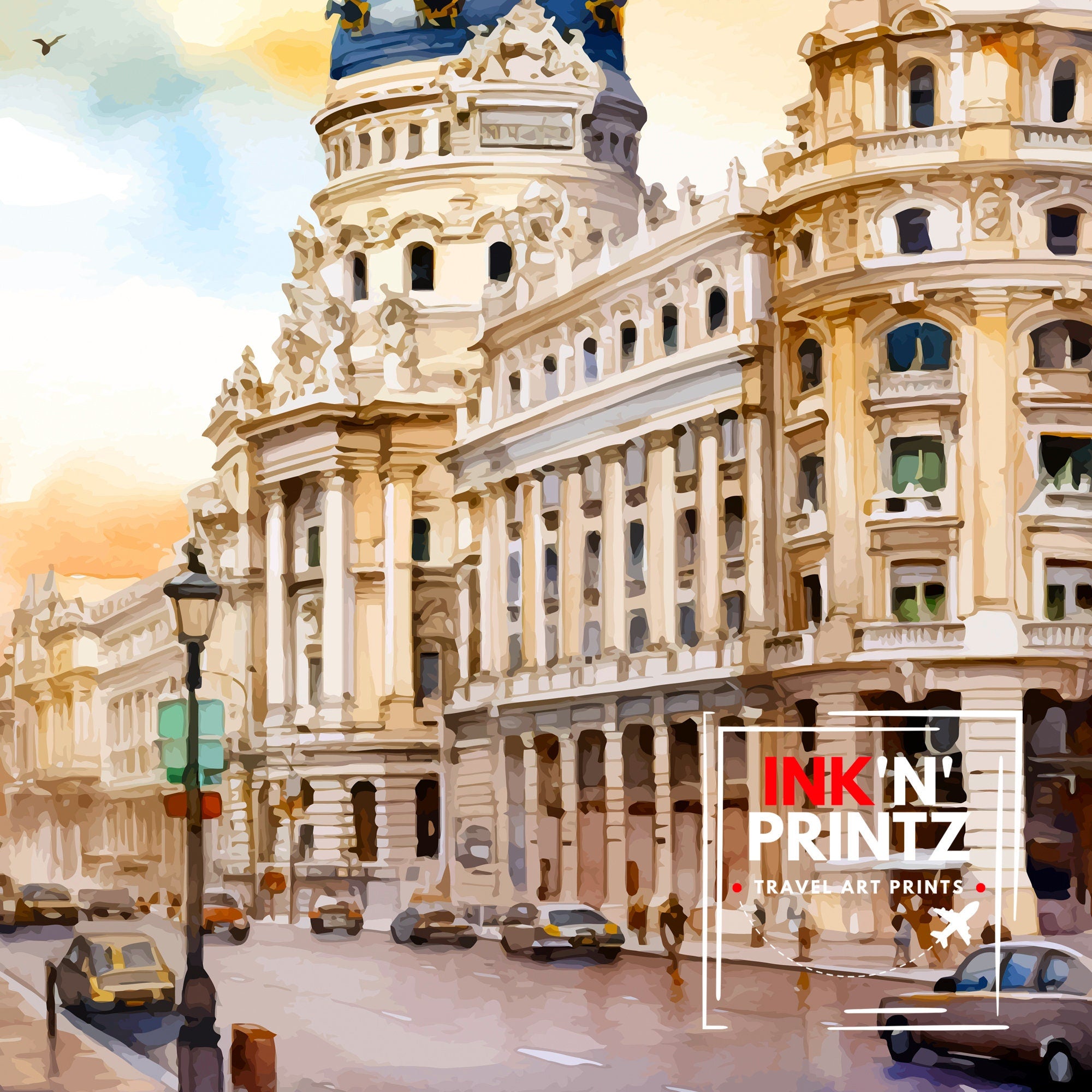 Madrid Spain Travel Print Madrid Wall Decor Madrid Poster Spain Travel Prints Madrid Art Print Madrid Illustration Madrid Wall Art Spain
