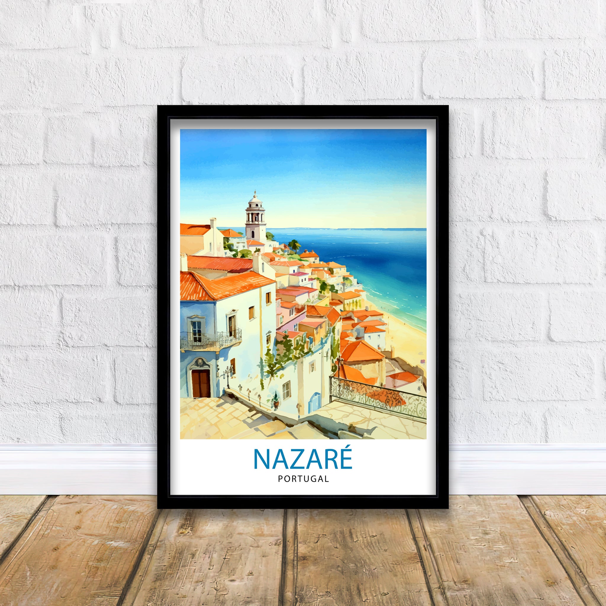 Nazare Portugal Travel Print Nazare Wall Decor Nazare Poster Portugal Travel Prints Nazare Art Print Nazare Illustration Nazare Wall Art