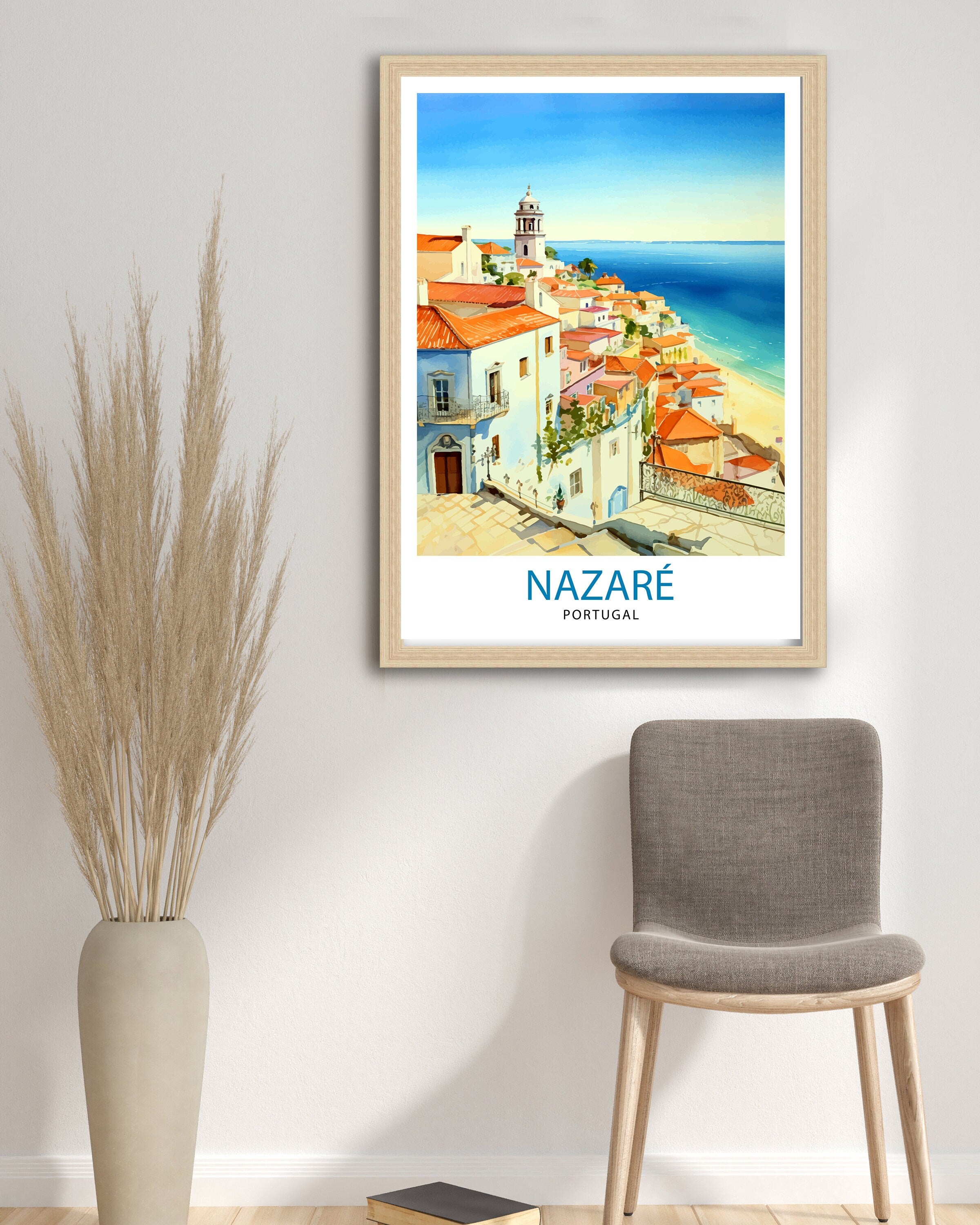 Nazare Portugal Travel Print Nazare Wall Decor Nazare Poster Portugal Travel Prints Nazare Art Print Nazare Illustration Nazare Wall Art