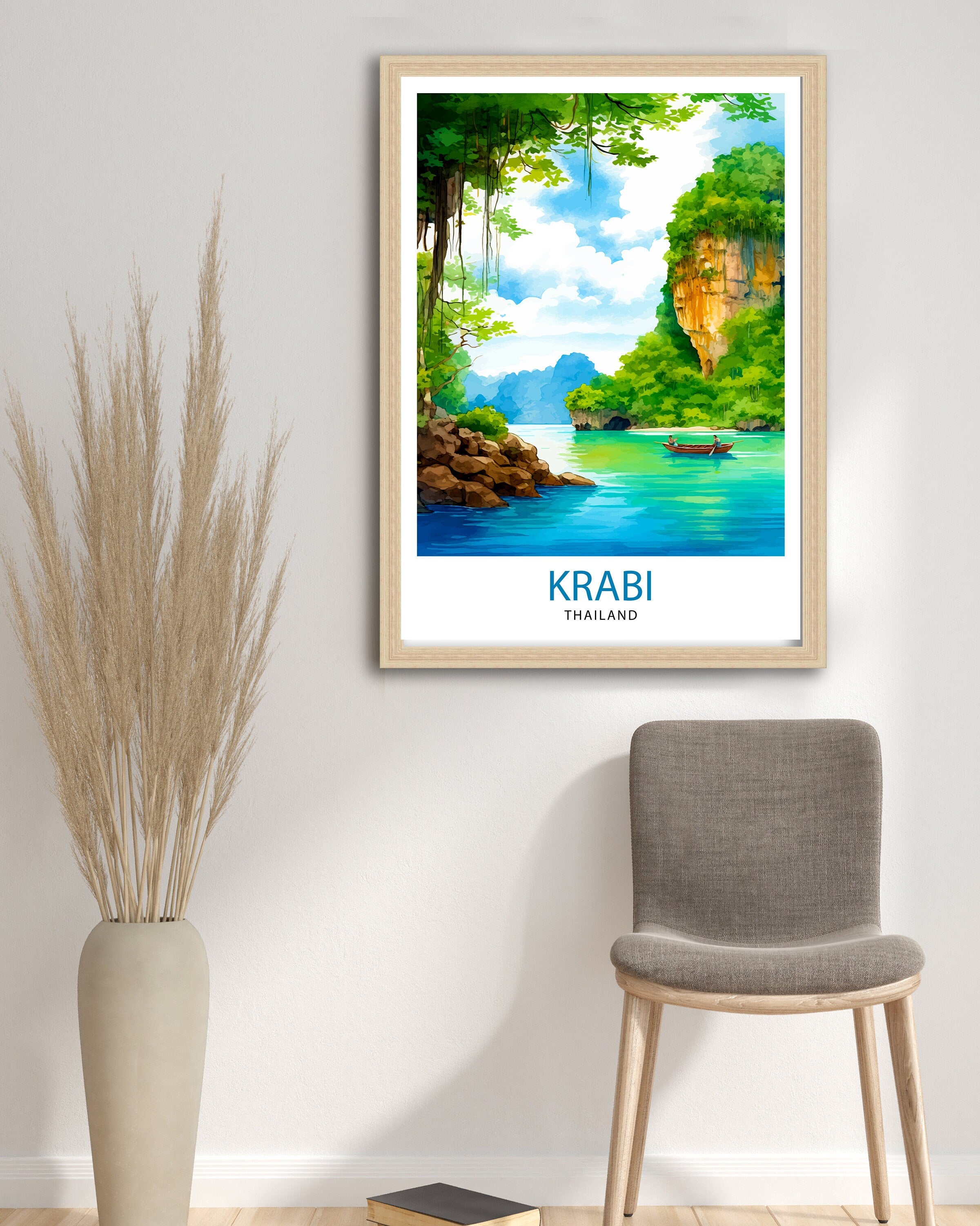 Krabi Thailand Travel Print Krabi Wall Decor Krabi Poster Thailand Travel Prints Krabi Art Print Krabi Illustration Krabi Wall Art Thailand
