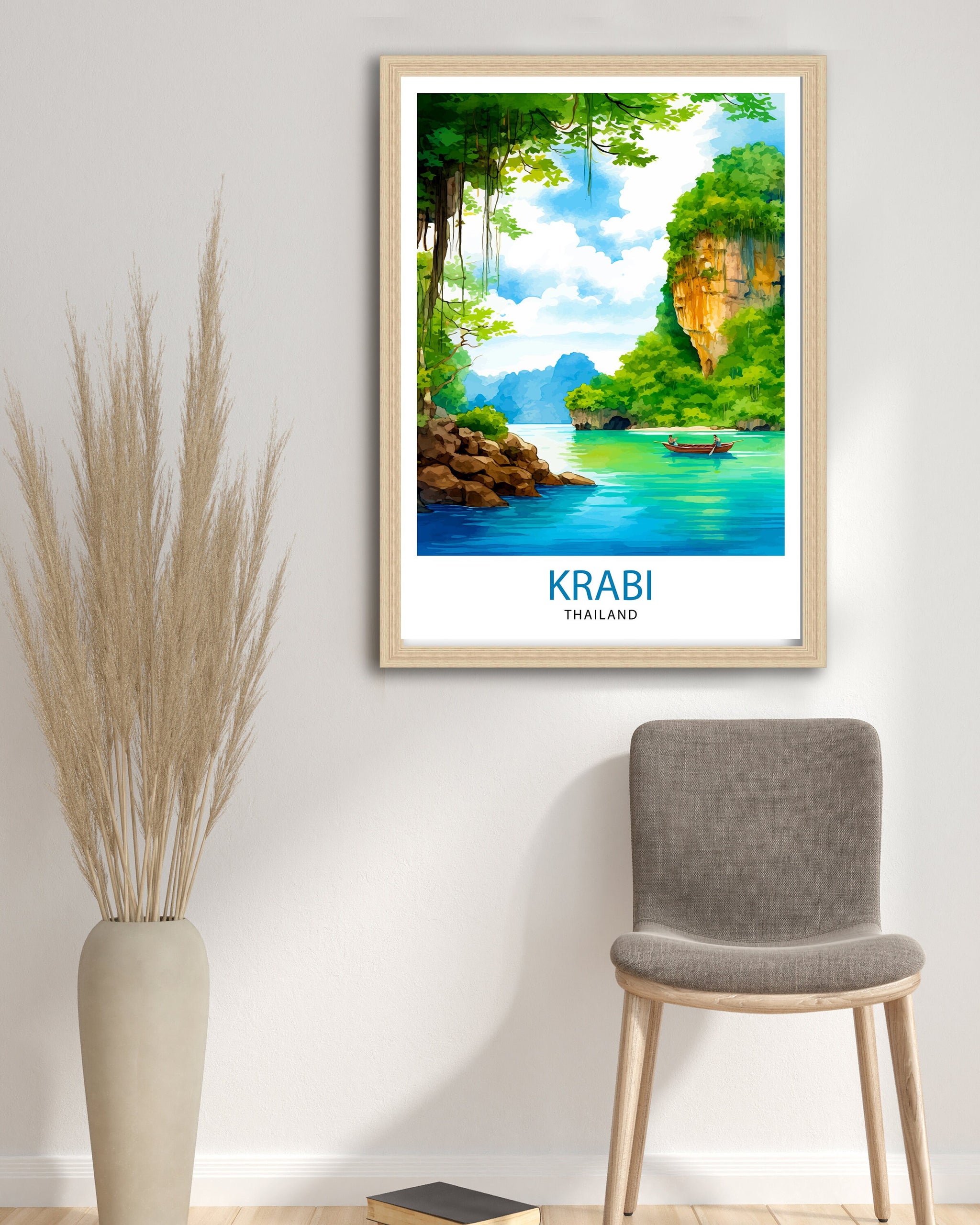 Krabi Thailand Travel Print Krabi Wall Decor Krabi Poster Thailand Travel Prints Krabi Art Print Krabi Illustration Krabi Wall Art Thailand