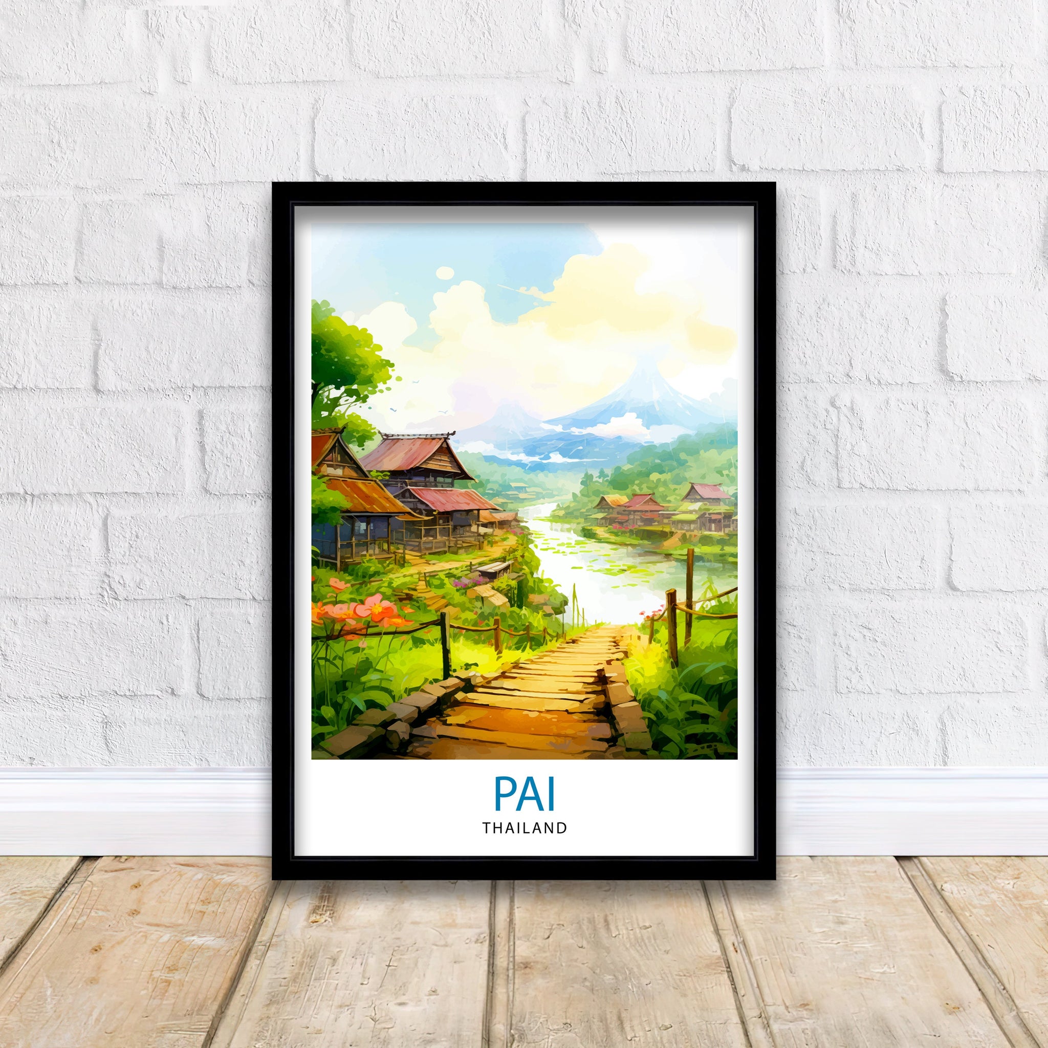 Pai Thailand Travel Print Pai Wall Decor Pai Poster Thailand Travel Prints Pai Art Print Pai Illustration Pai Wall Art