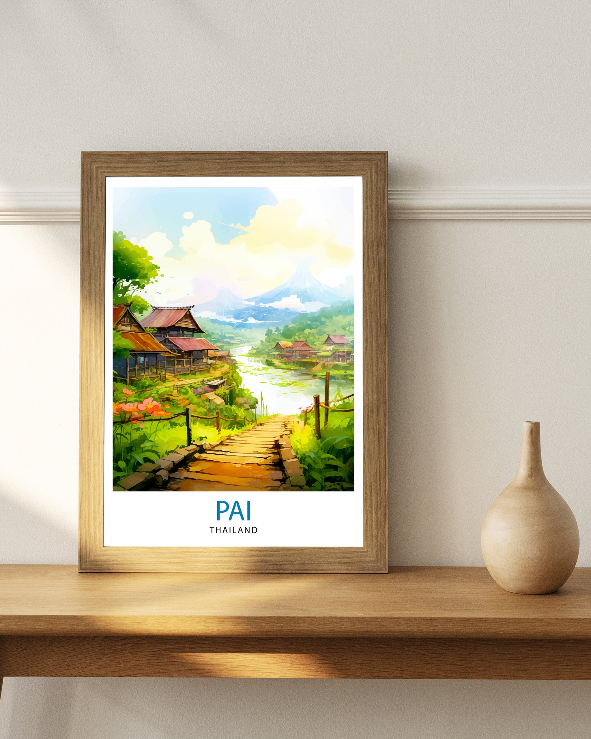 Pai Thailand Travel Print Pai Wall Decor Pai Poster Thailand Travel Prints Pai Art Print Pai Illustration Pai Wall Art