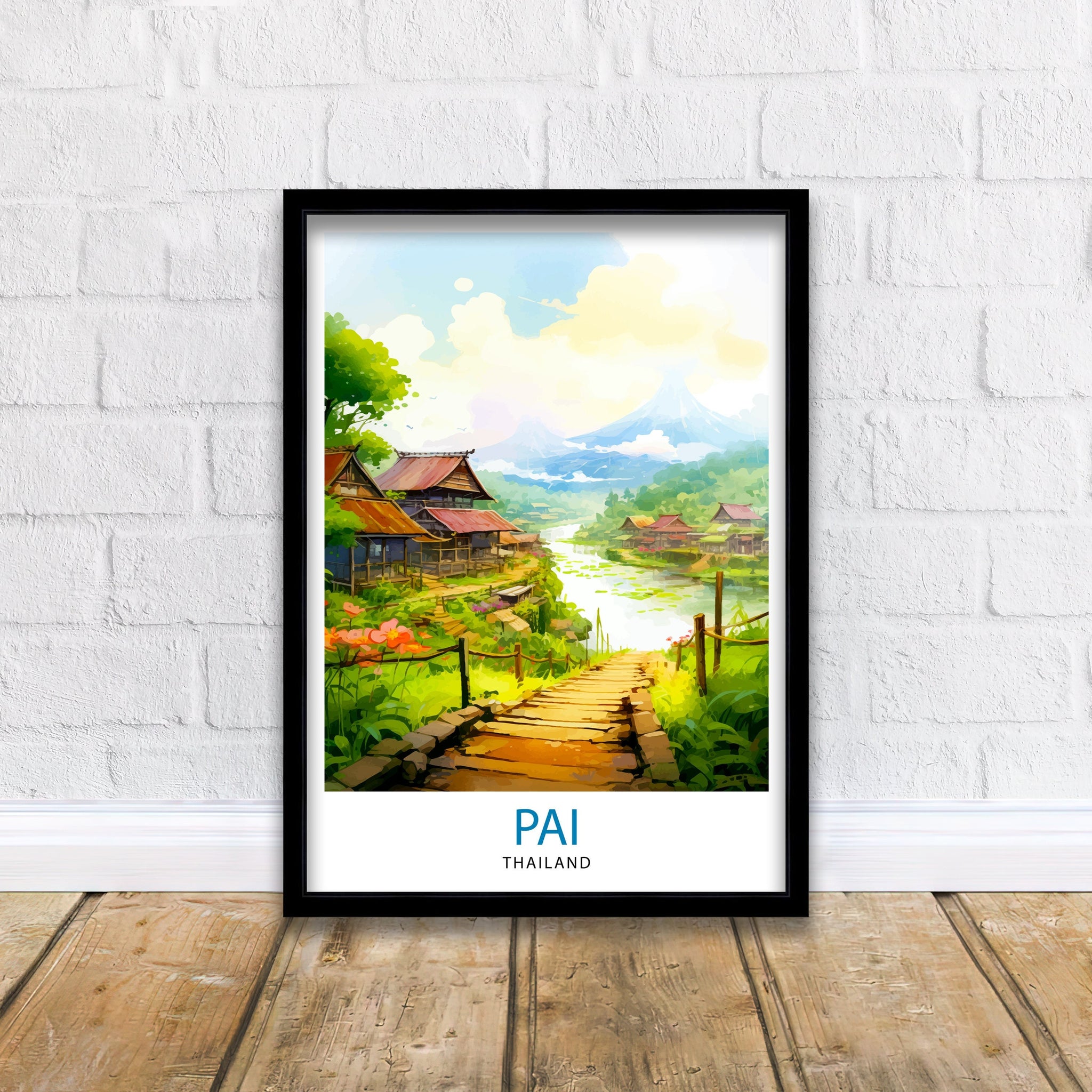 Pai Thailand Travel Print Pai Wall Decor Pai Poster Thailand Travel Prints Pai Art Print Pai Illustration Pai Wall Art