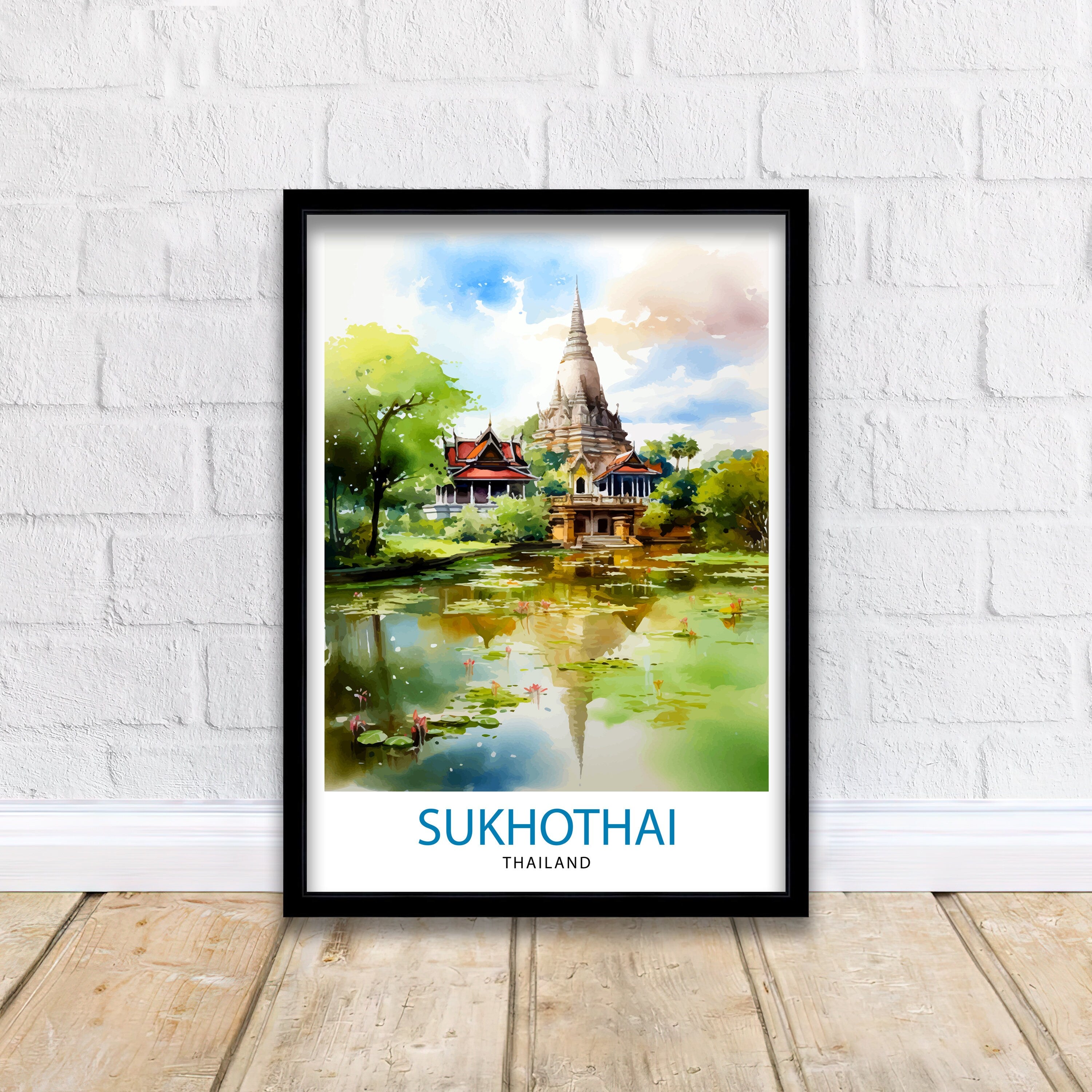 Sukhothai Thailand Travel Print Sukhothai Wall Decor Sukhothai Poster Thailand Travel Prints Sukhothai Art Print Sukhothai Illustration