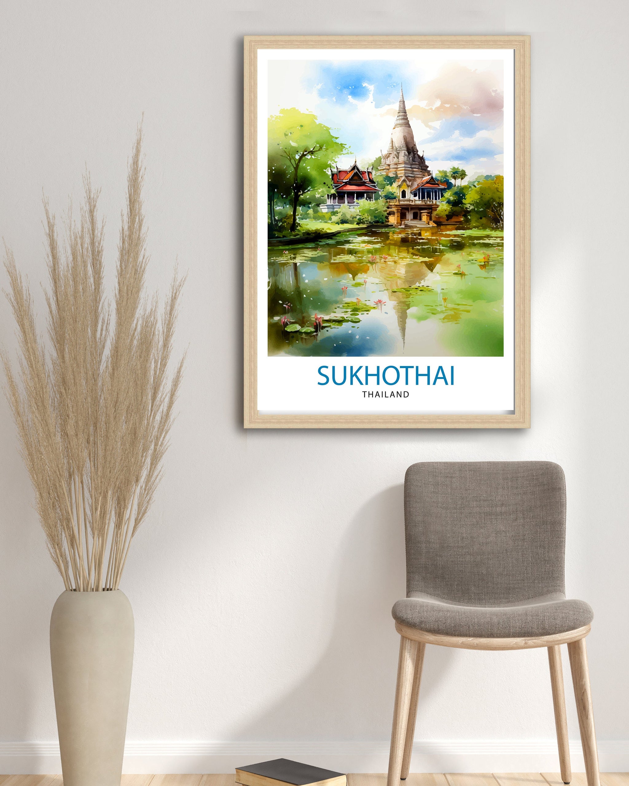 Sukhothai Thailand Travel Print Sukhothai Wall Decor Sukhothai Poster Thailand Travel Prints Sukhothai Art Print Sukhothai Illustration