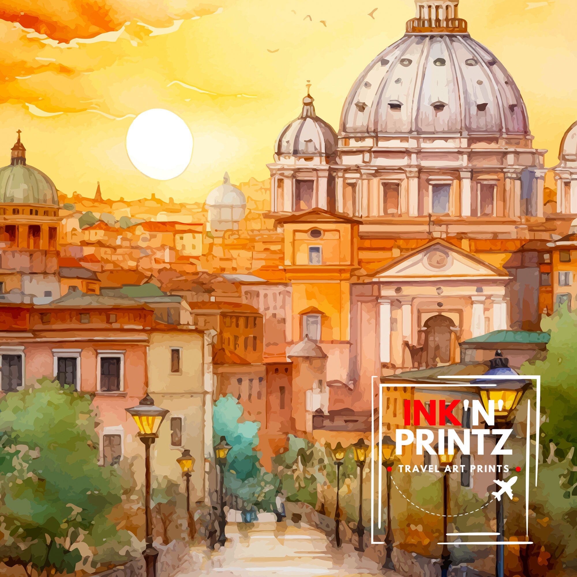 Rome Italy Travel Print Rome Wall Art Italy Travel Poster Rome Home Decor Italy Illustration Travel Gift for Rome Italy Wall Art